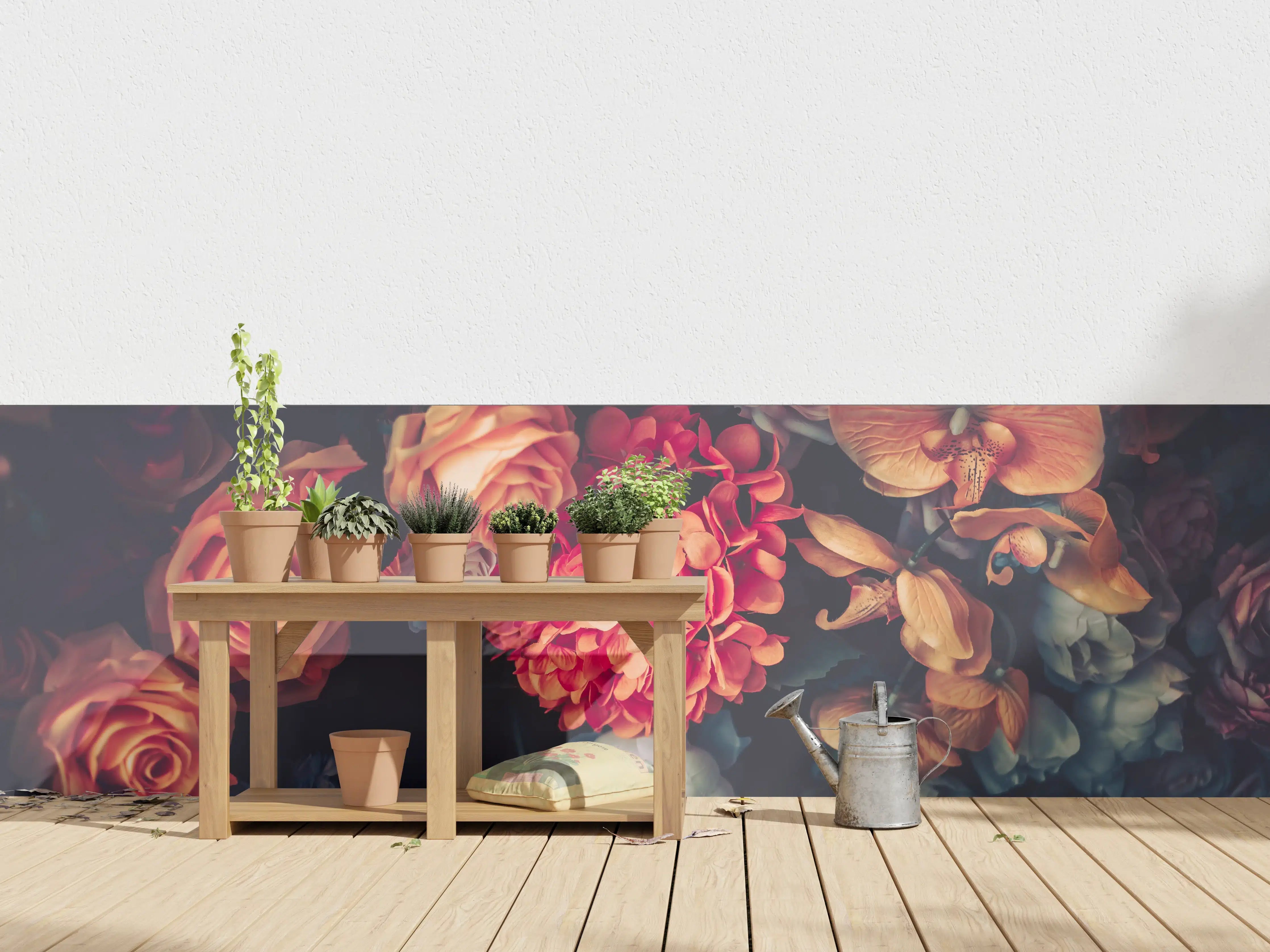 Wandverkleidung außen - Künstliche Blumen im Vintage-Stil - Matt