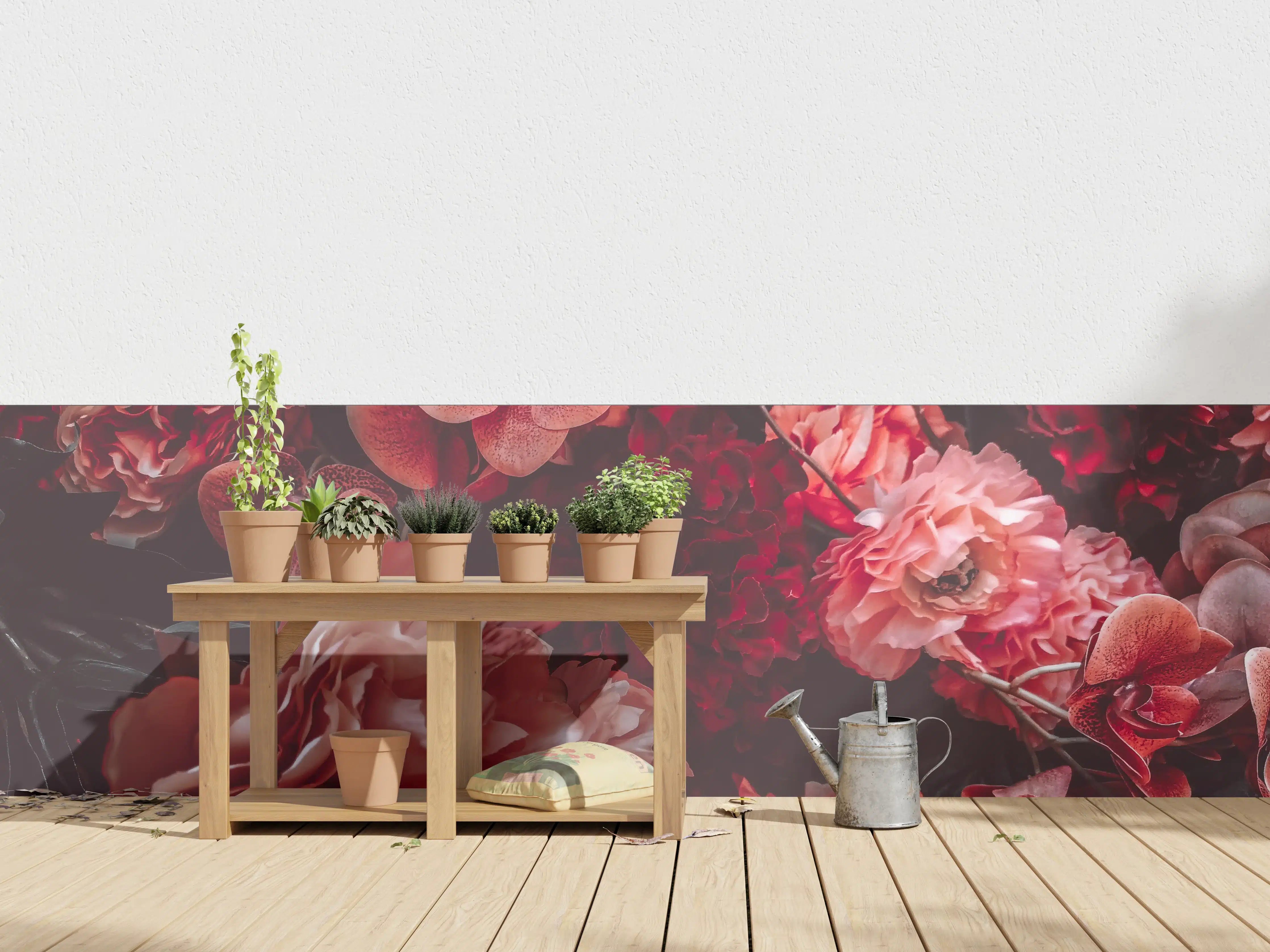 Wandverkleidung außen - Künstliche rötliche Blumen