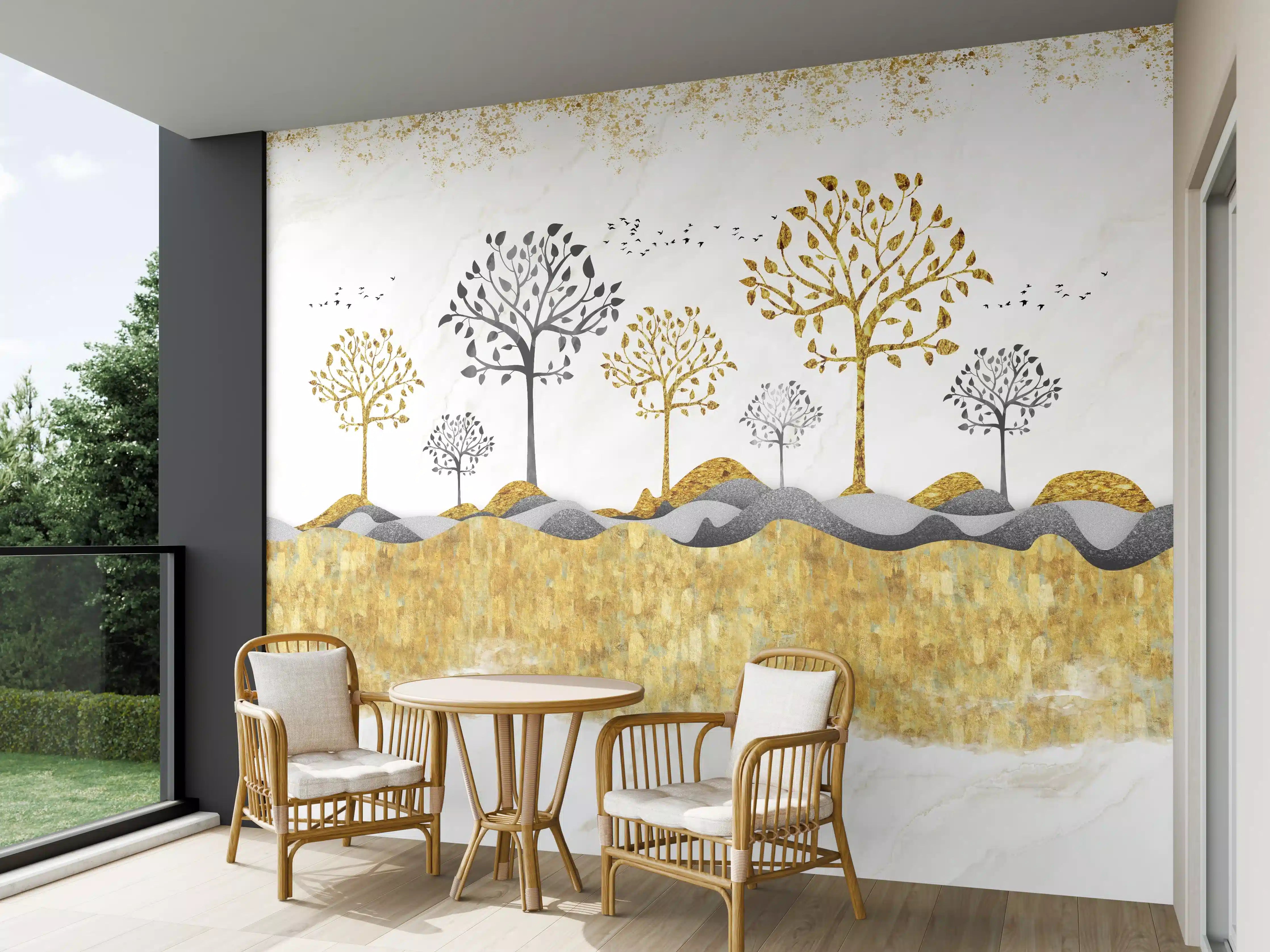Wandverkleidung außen - Kunsttapete einer Landschaft