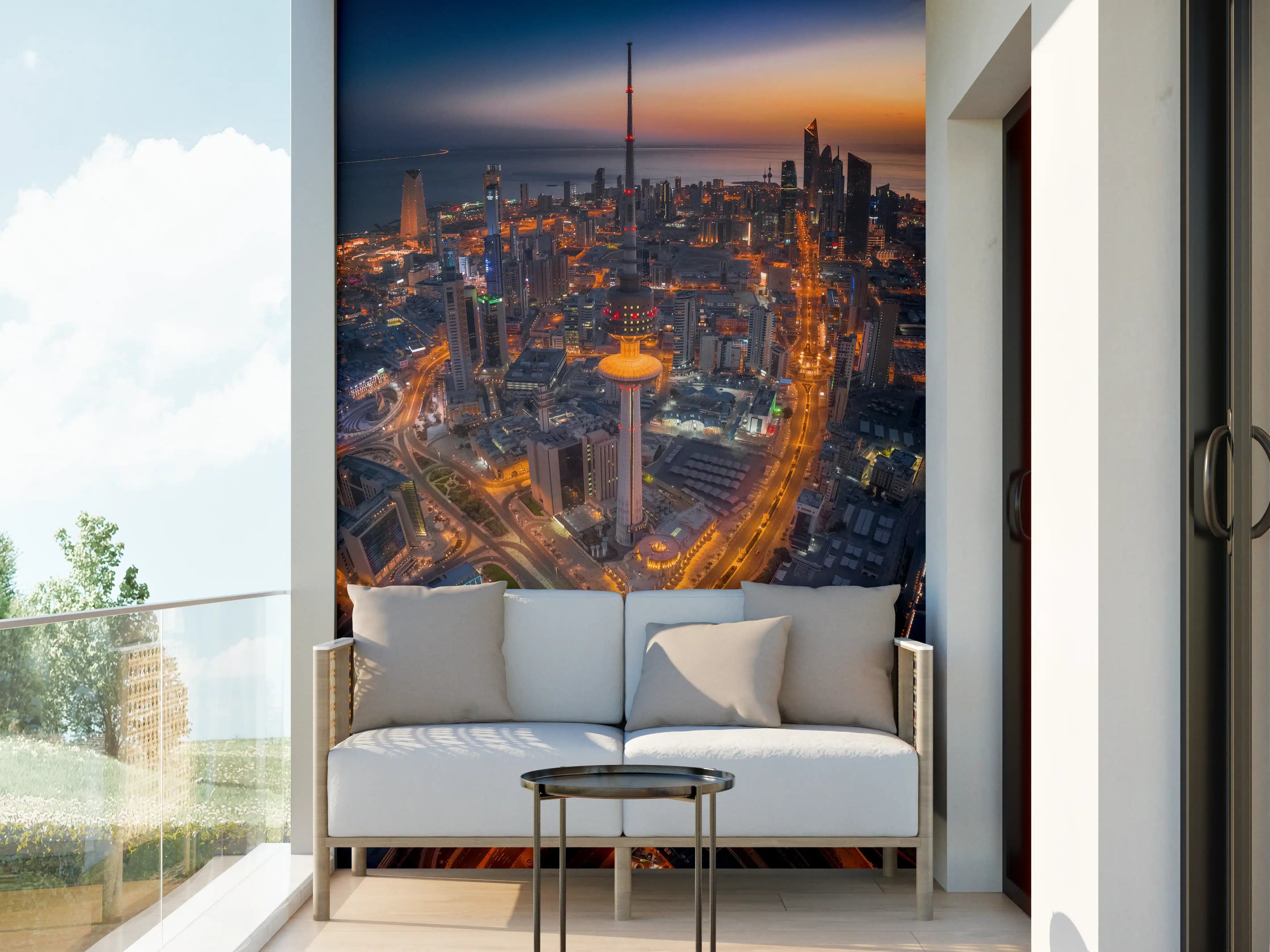 Wandverkleidung außen - Kuwait City Dämmerungspanorama
