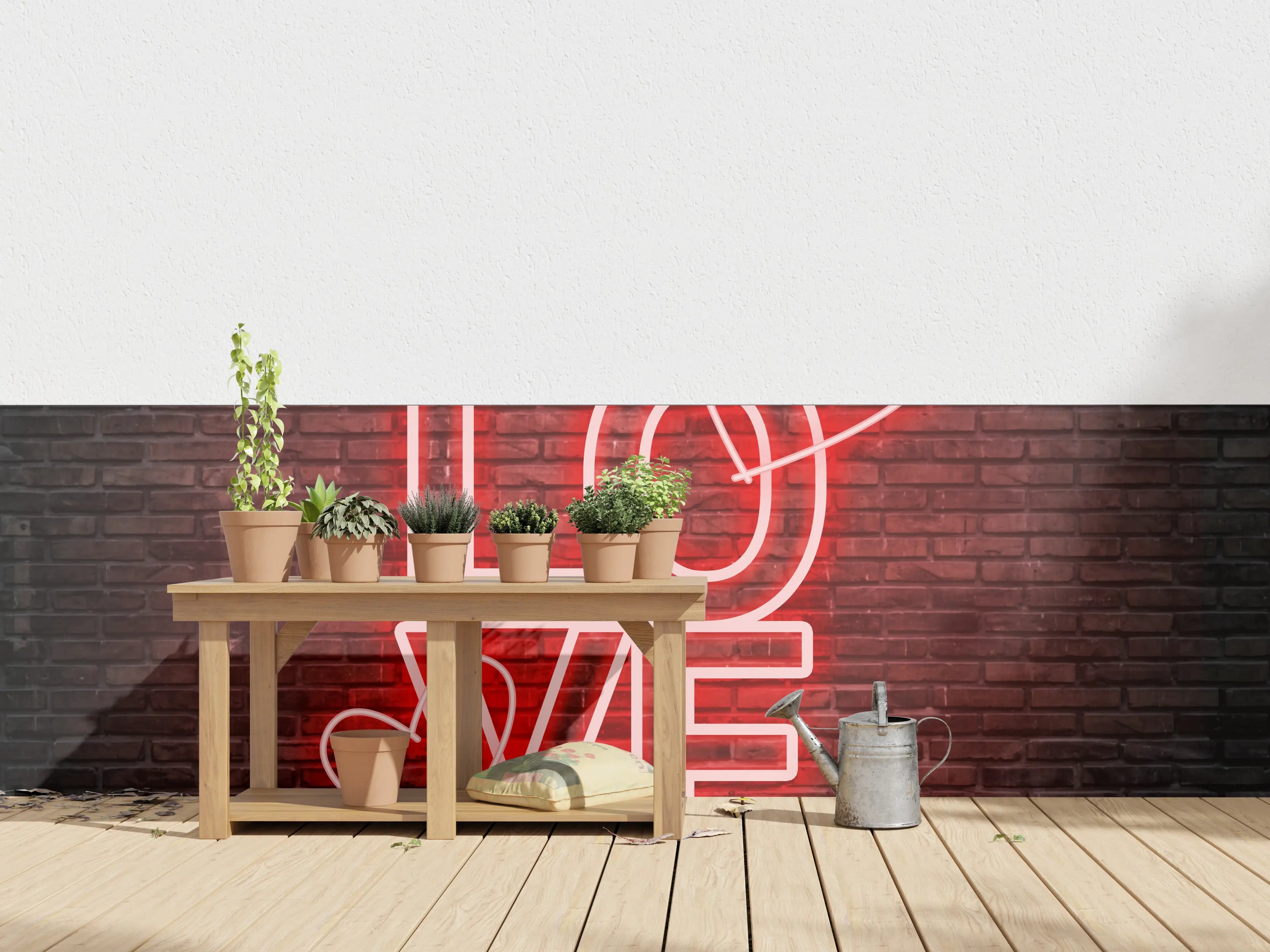 Wandverkleidung außen - LED Love Symbol an Steinmauer
