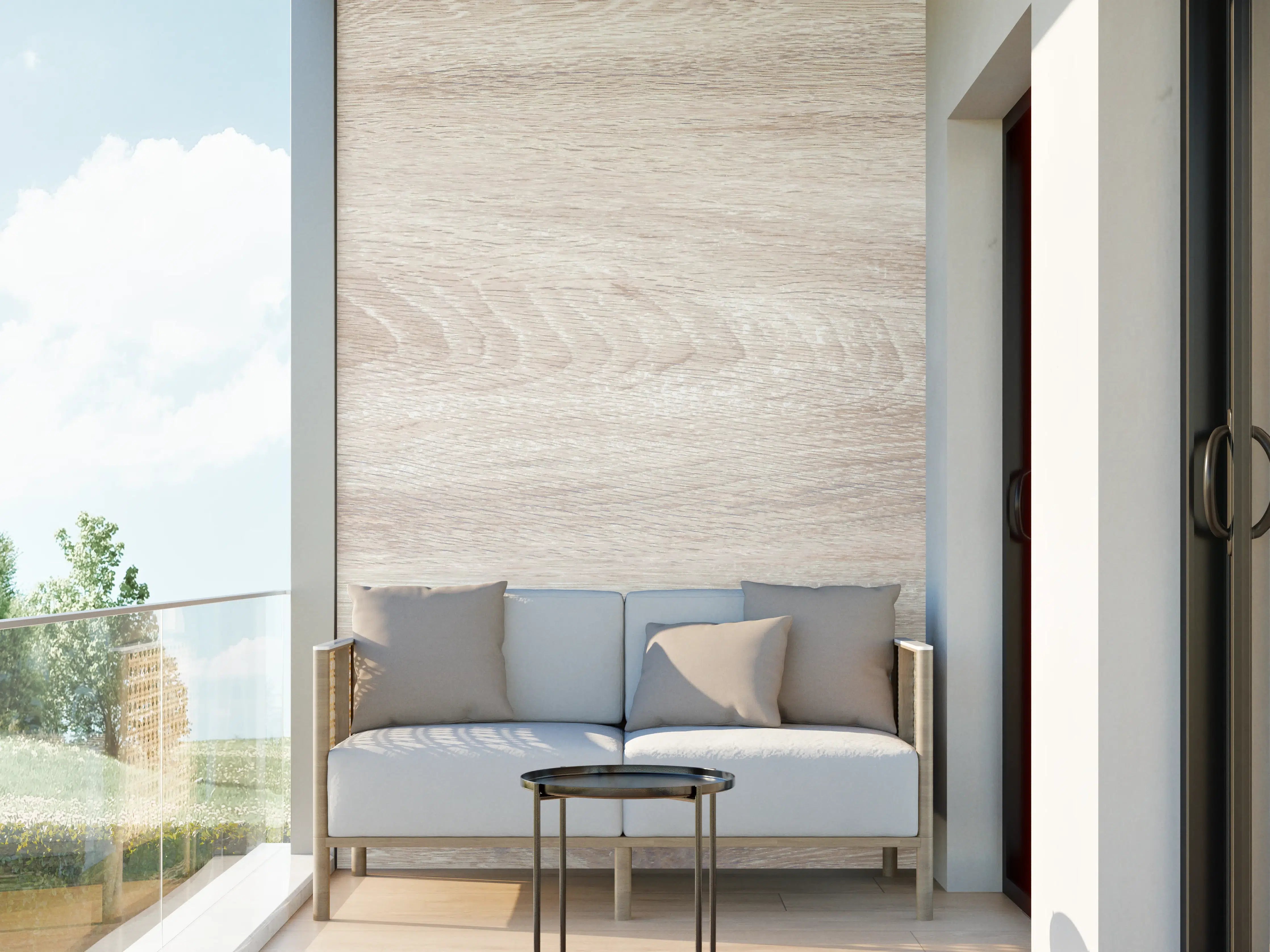Wandverkleidung außen - Lange beige Holzplatte