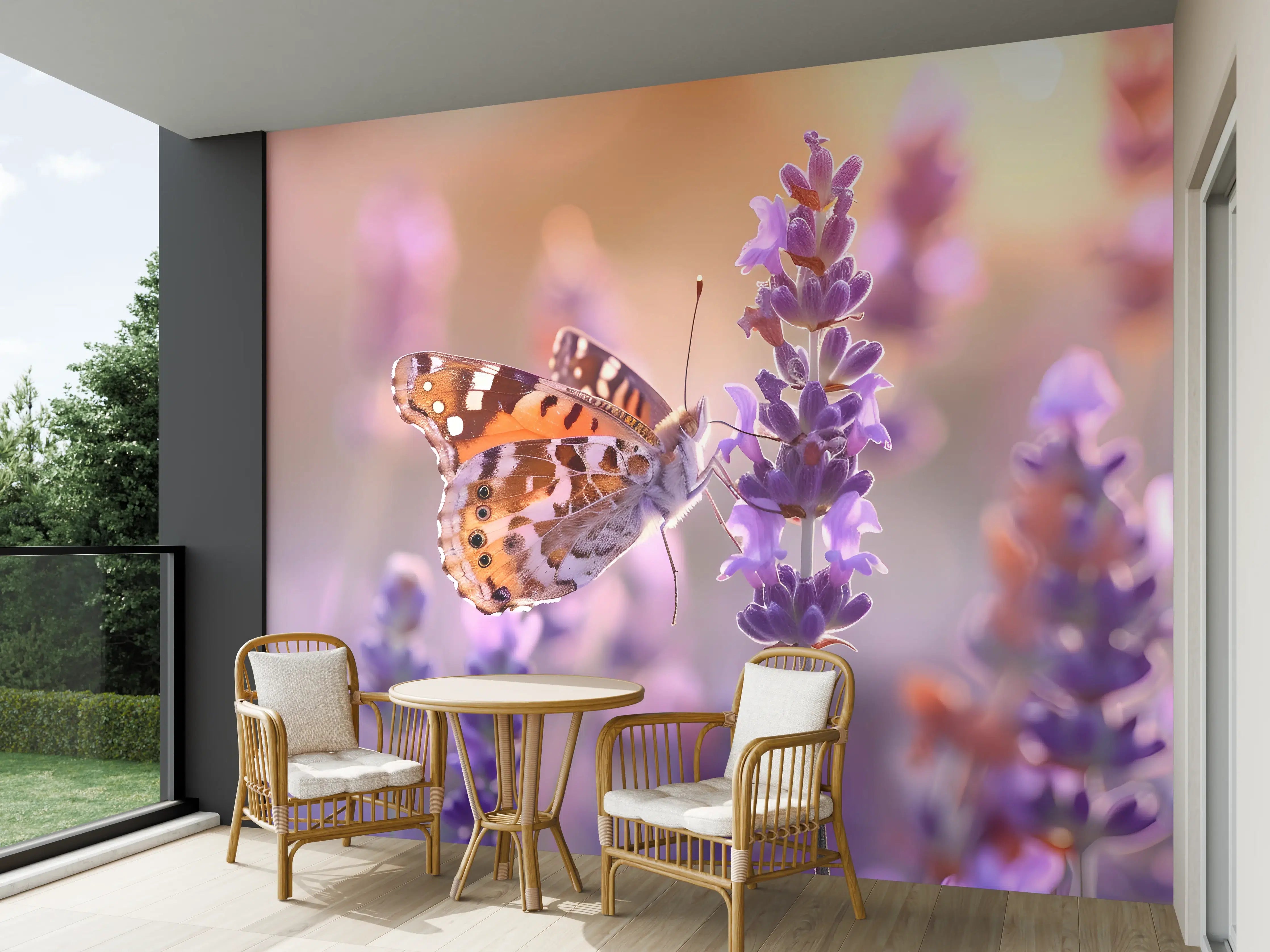 Wandverkleidung außen - Lavendel-Schmetterling in Pastell