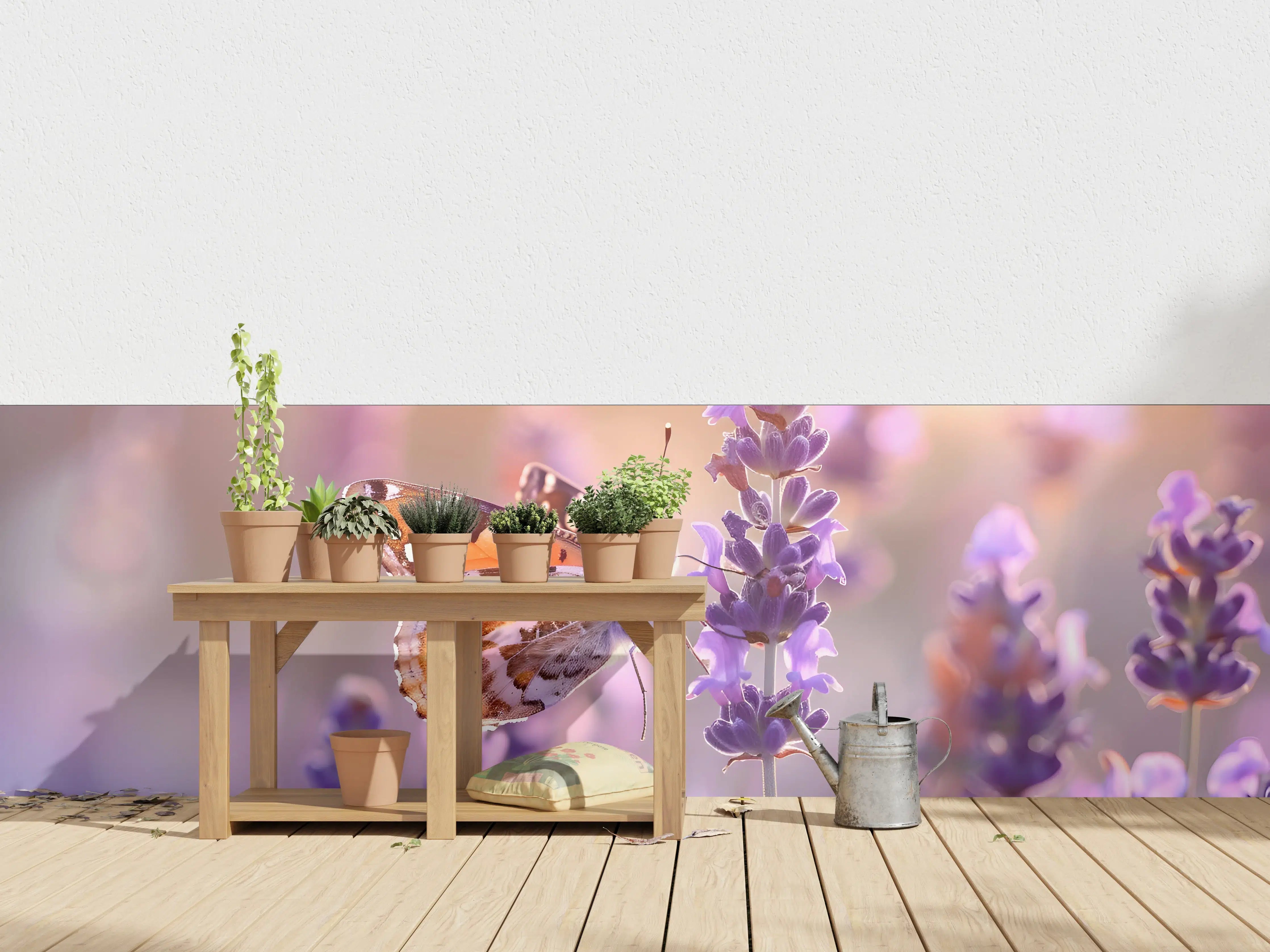 Wandverkleidung außen - Lavendel-Schmetterling in Pastell