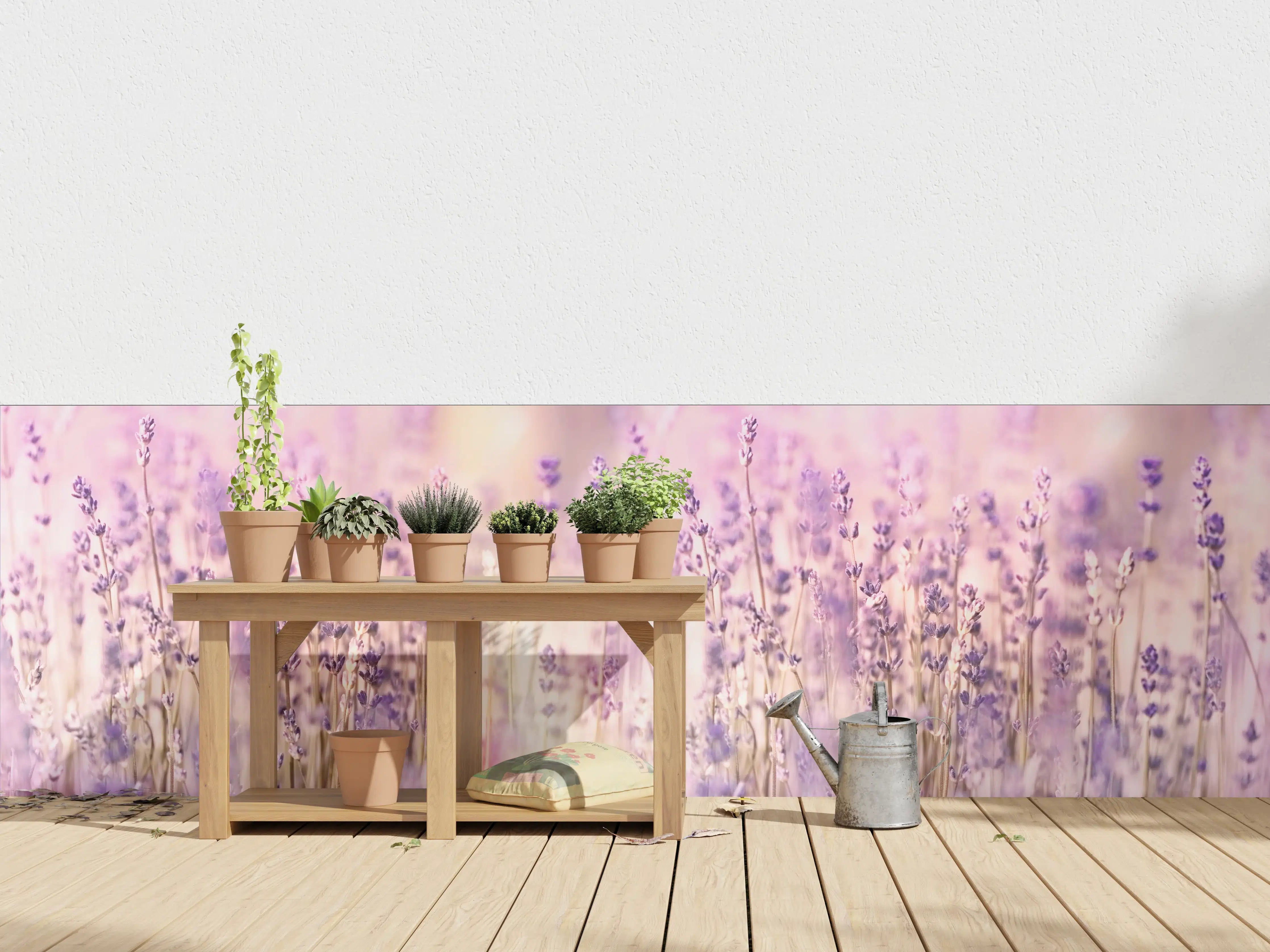 Wandverkleidung außen - Lavendelfeld Pastell Lila Rosa