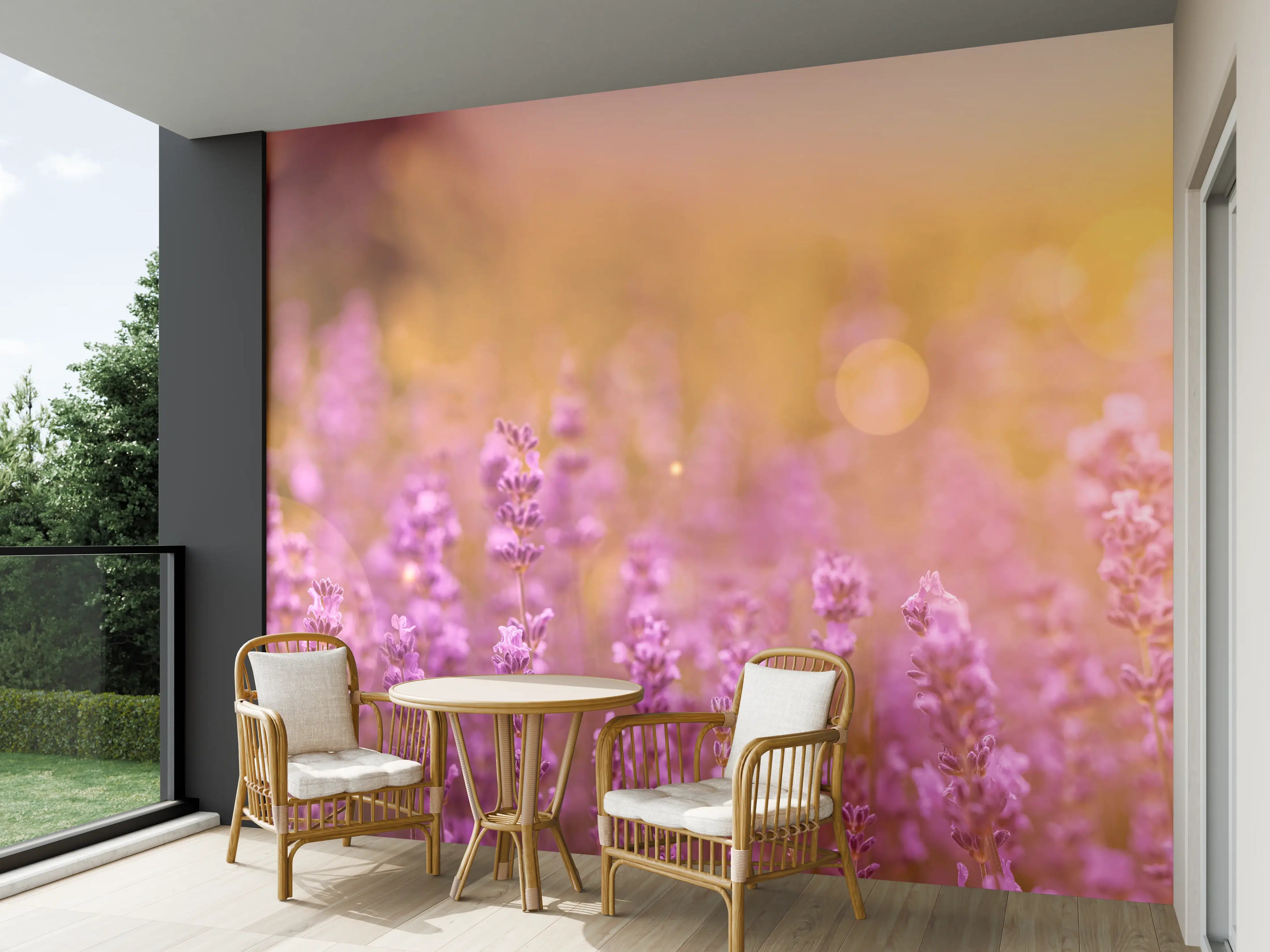 Wandverkleidung außen - Lavendelfeld im warmen Abendlicht