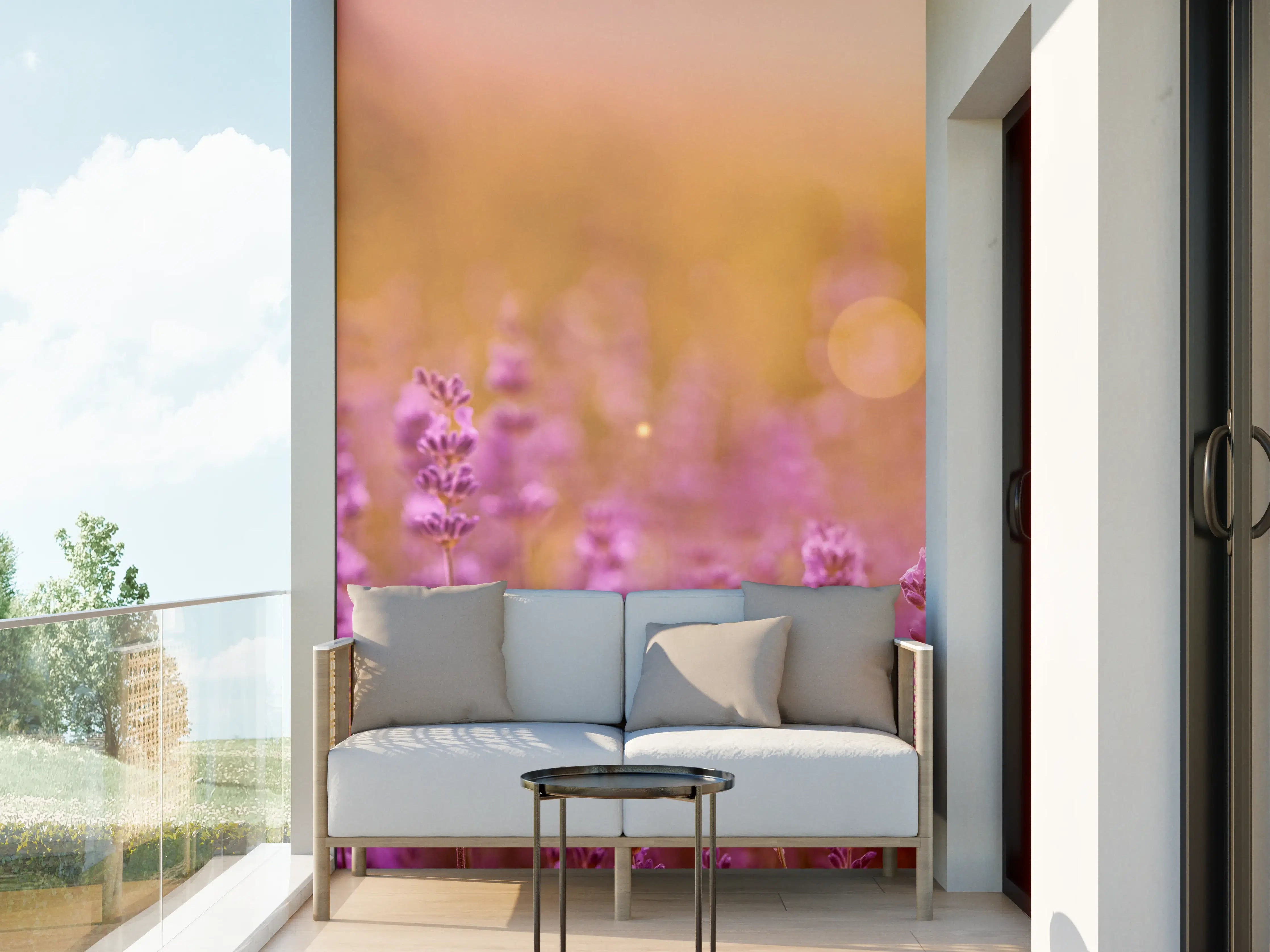 Wandverkleidung außen - Lavendelfeld im warmen Abendlicht