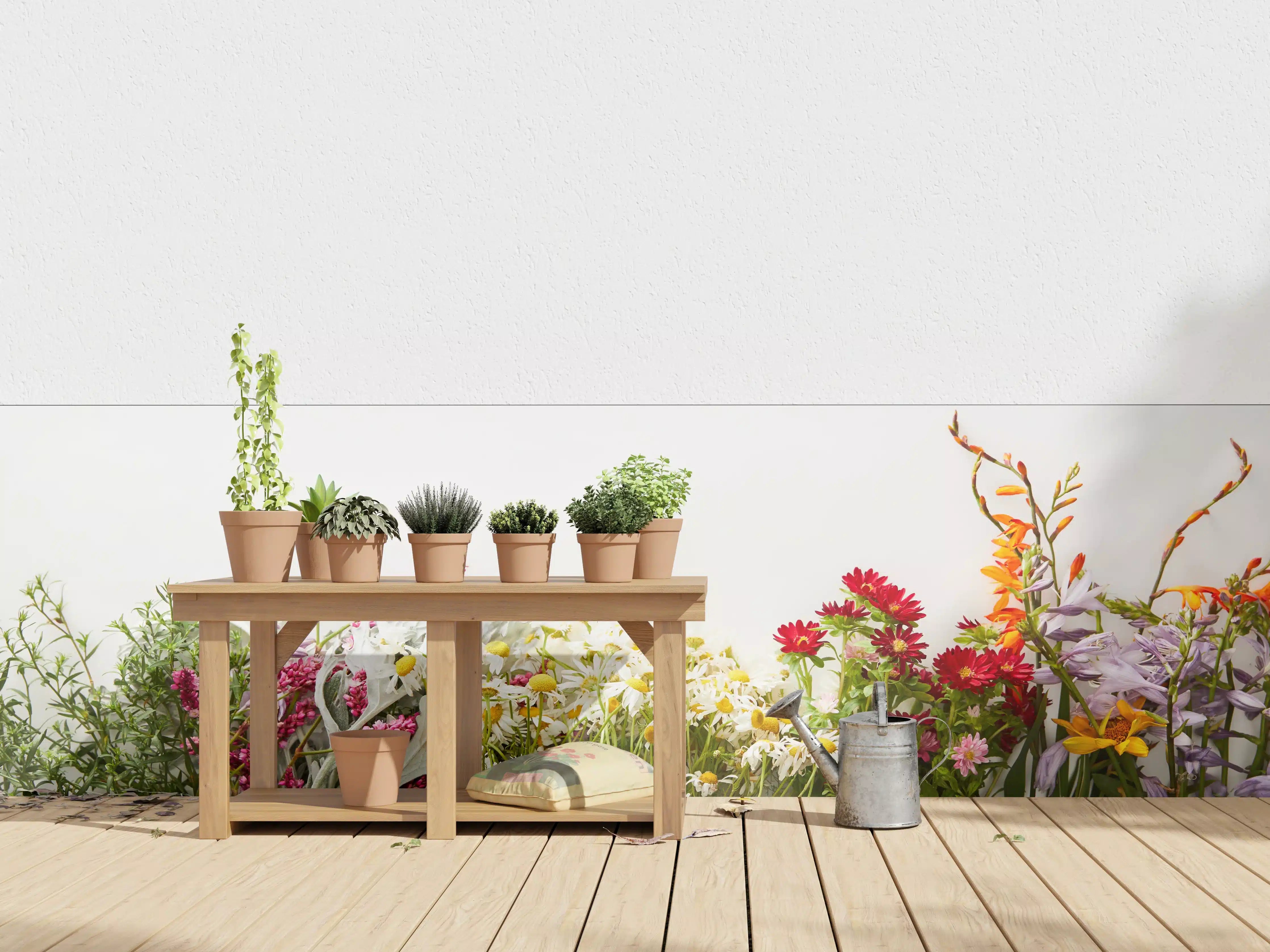 Wandverkleidung außen - Lebendige Blumenwiese mit bunten Blumen