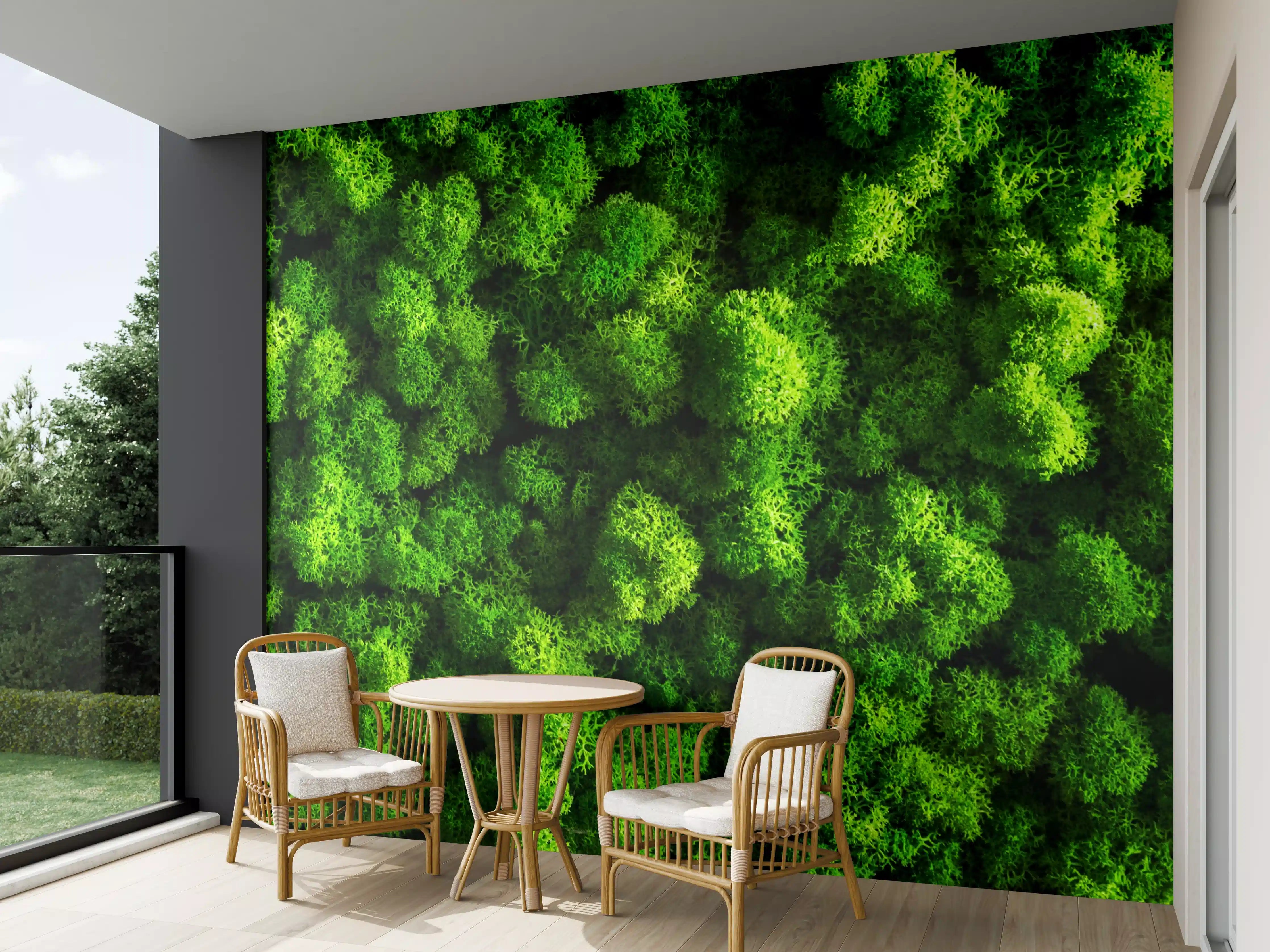 Wandverkleidung außen - Lebendiges Grünmuster mit dichter Vegetation