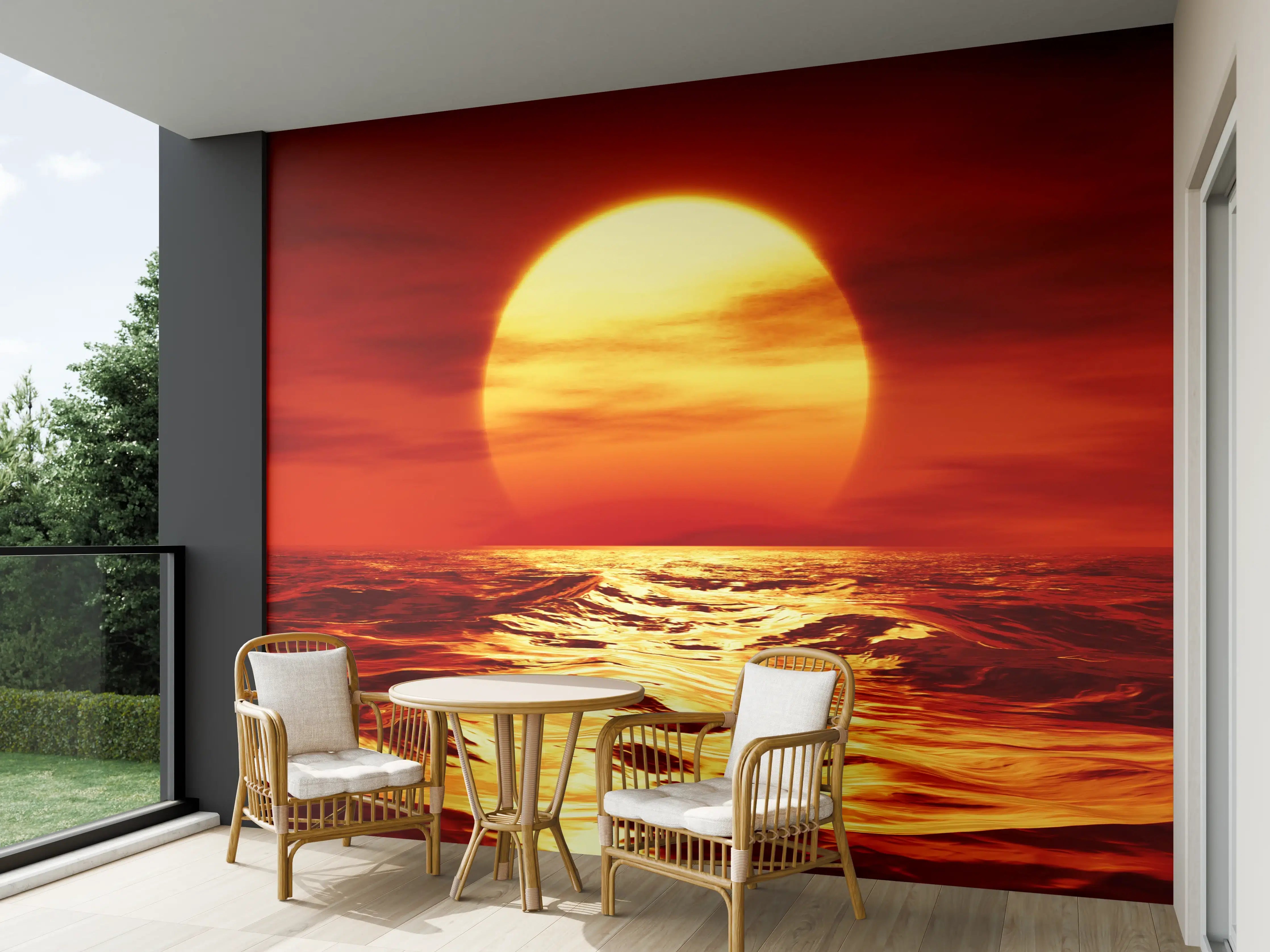 Wandverkleidung außen - Leuchtende Sonnenuntergang über dem Meer