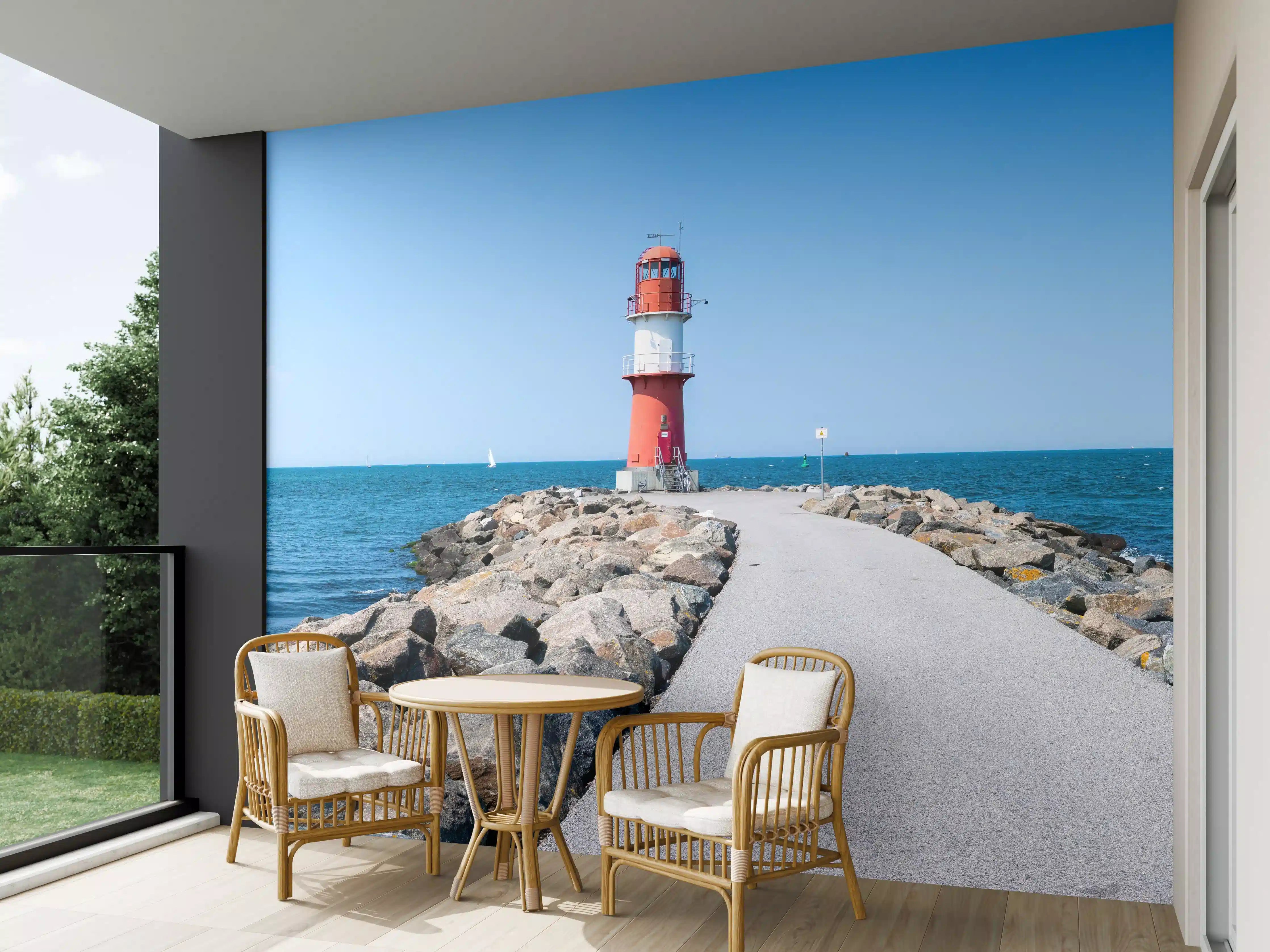 Wandverkleidung außen - Leuchtturm am Meer