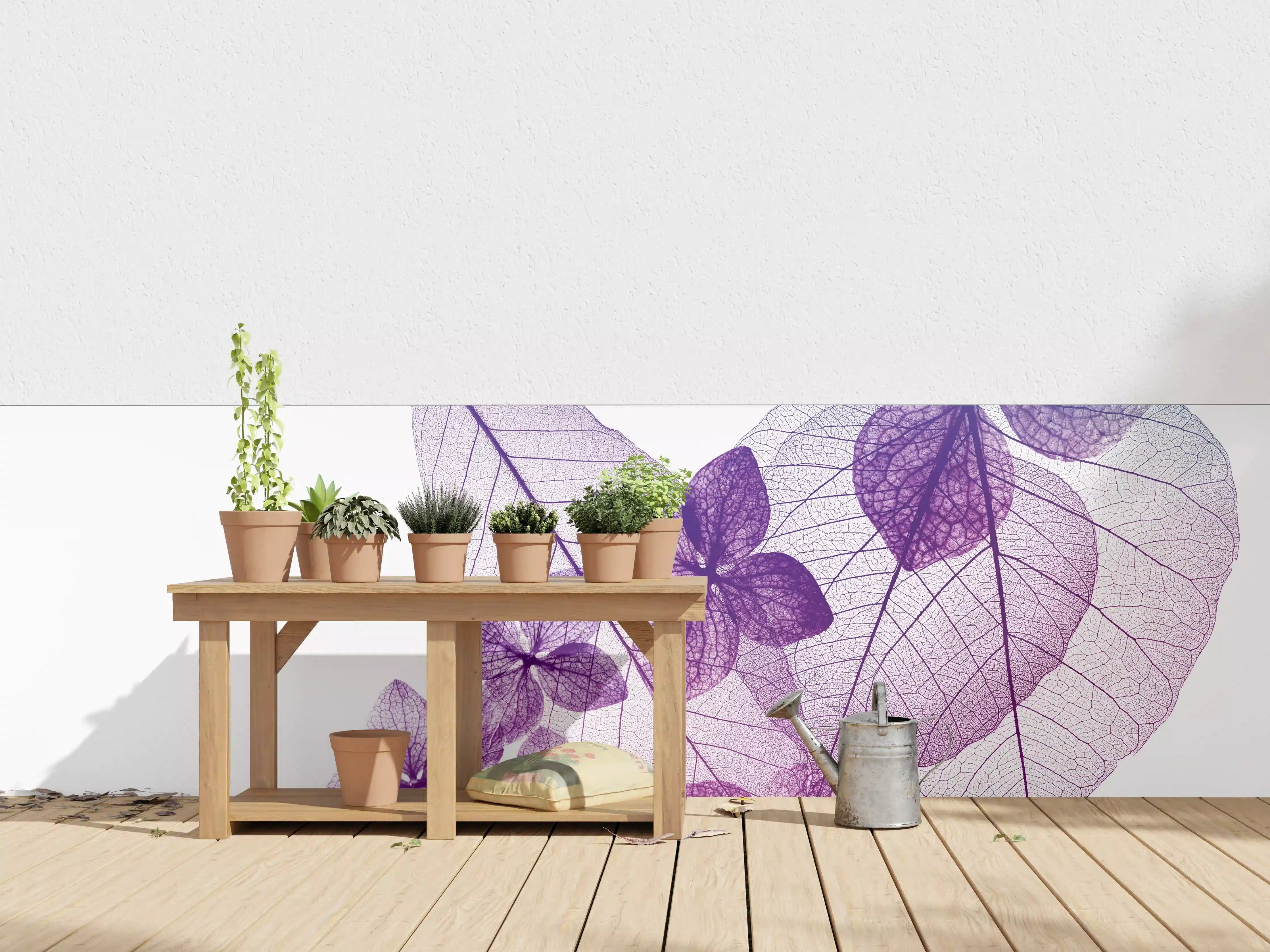 Wandverkleidung außen - Lila Blattmuster Textur Makro
