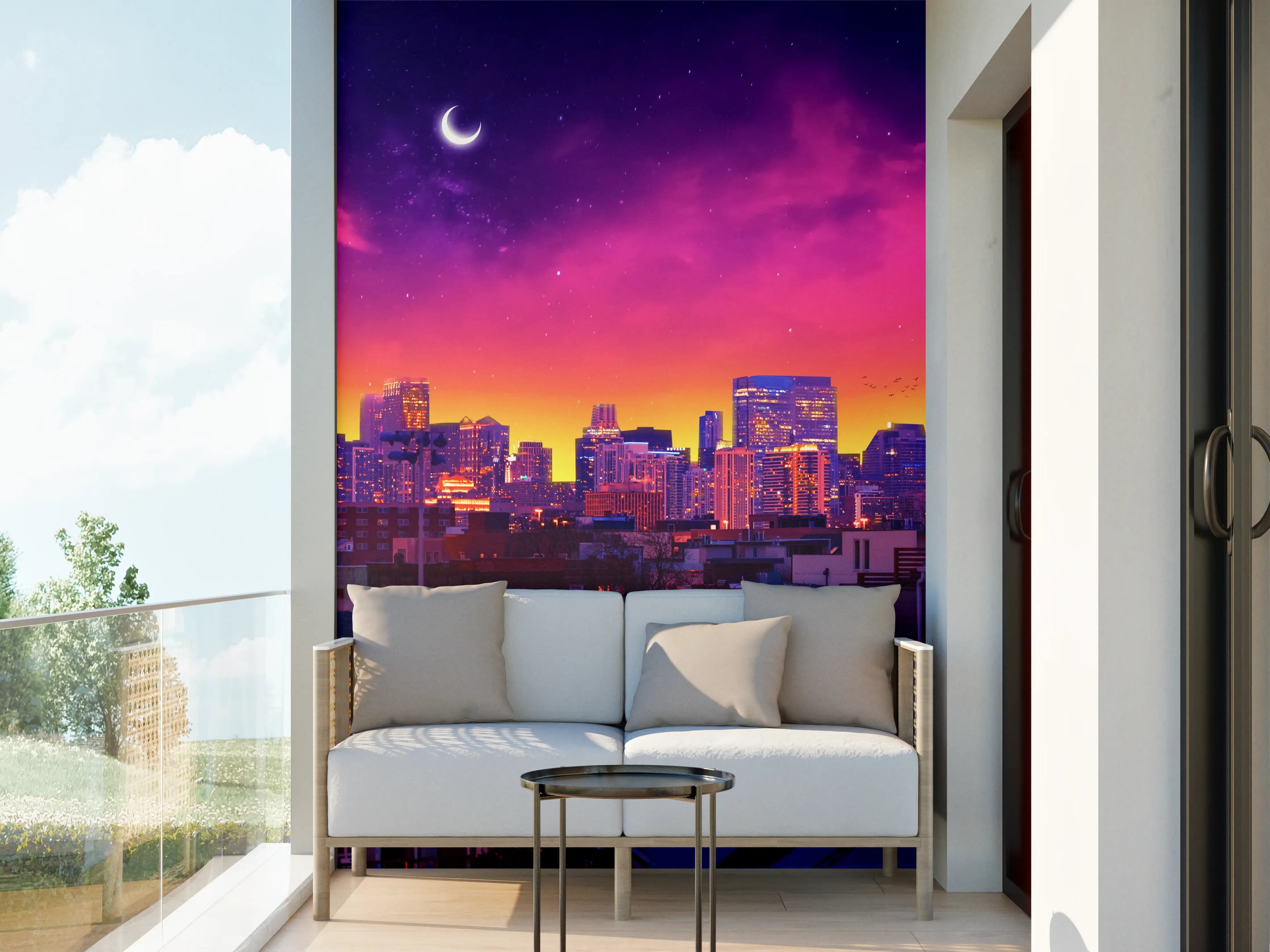 Wandverkleidung außen - Lila-Himmel Chicago Nacht