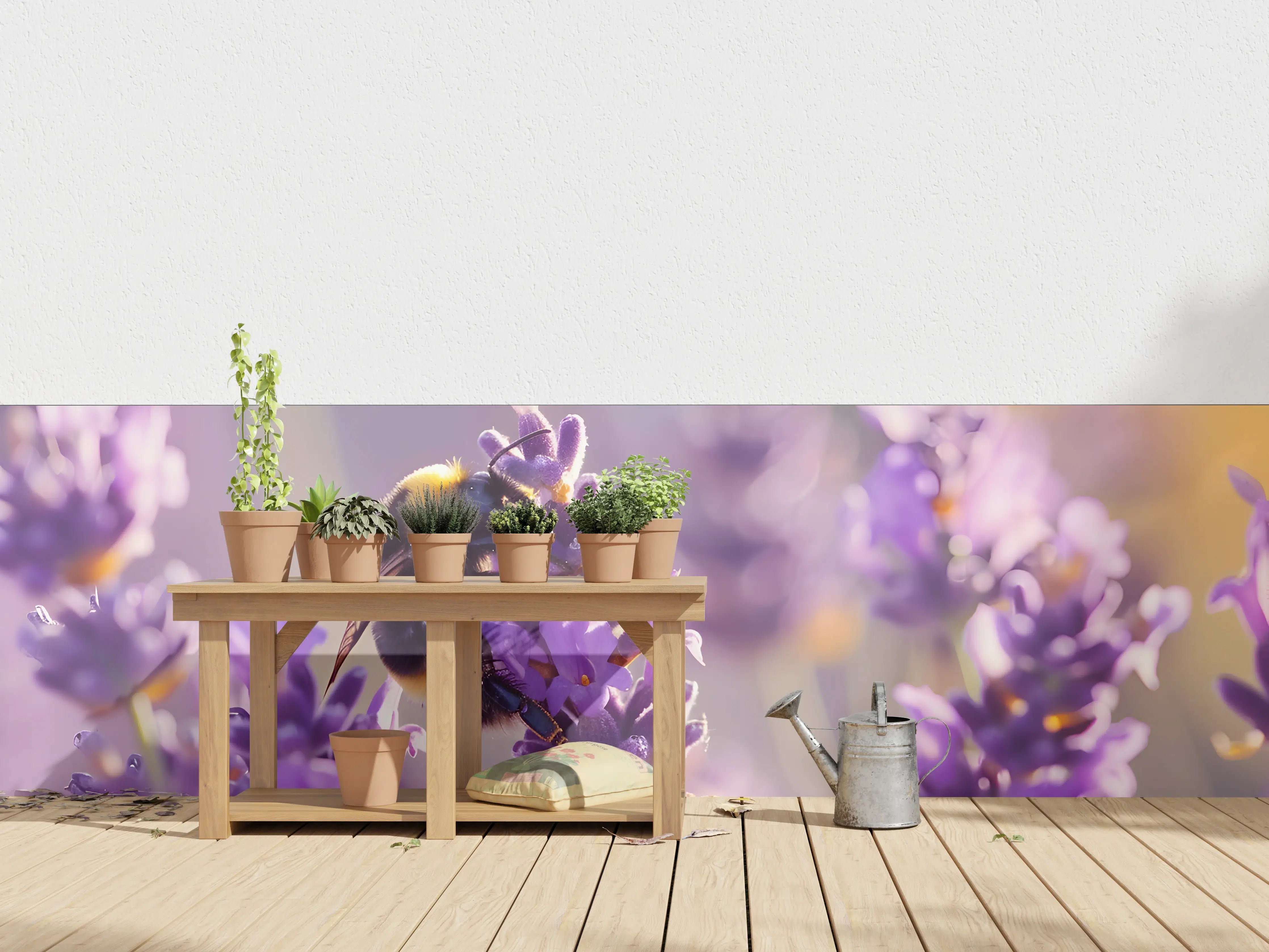 Wandverkleidung außen - Lila Lavendel mit Hummel