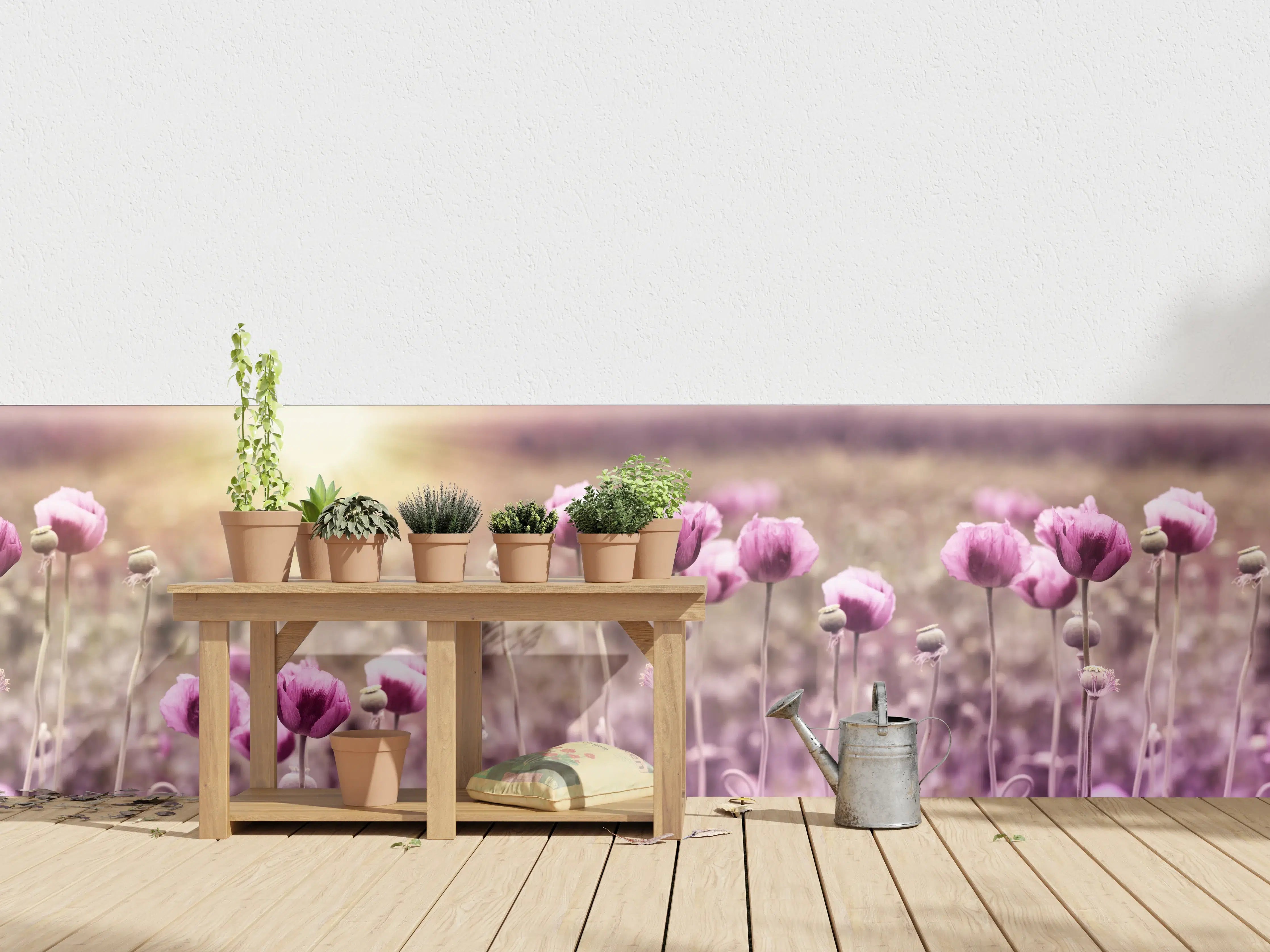 Wandverkleidung außen - Lila Mohnblume