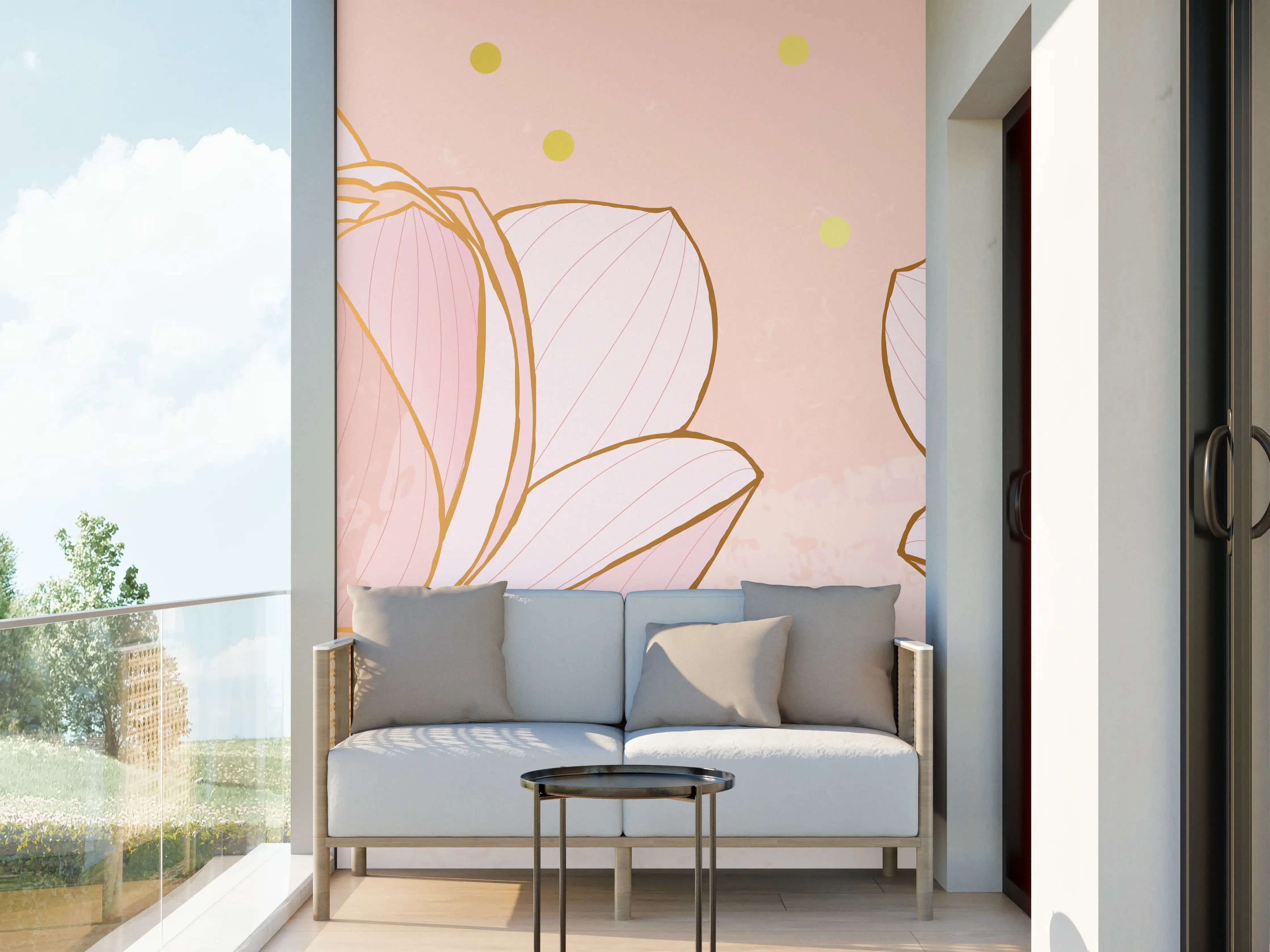 Wandverkleidung außen - Lotusblüte Rosa Gold Akzente