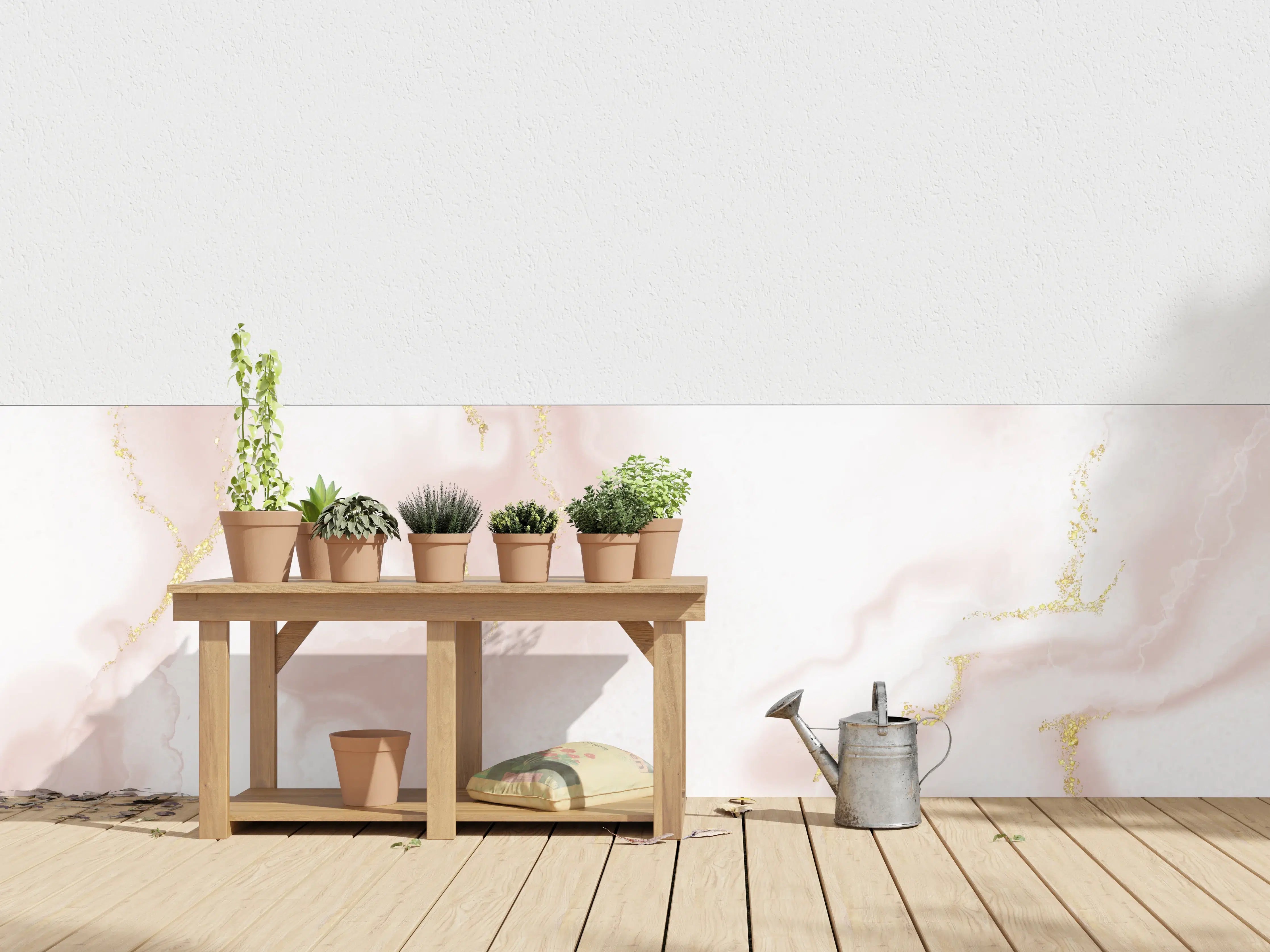 Wandverkleidung außen - Luxuriöse rosa Marmor-Textur mit Goldakzenten
