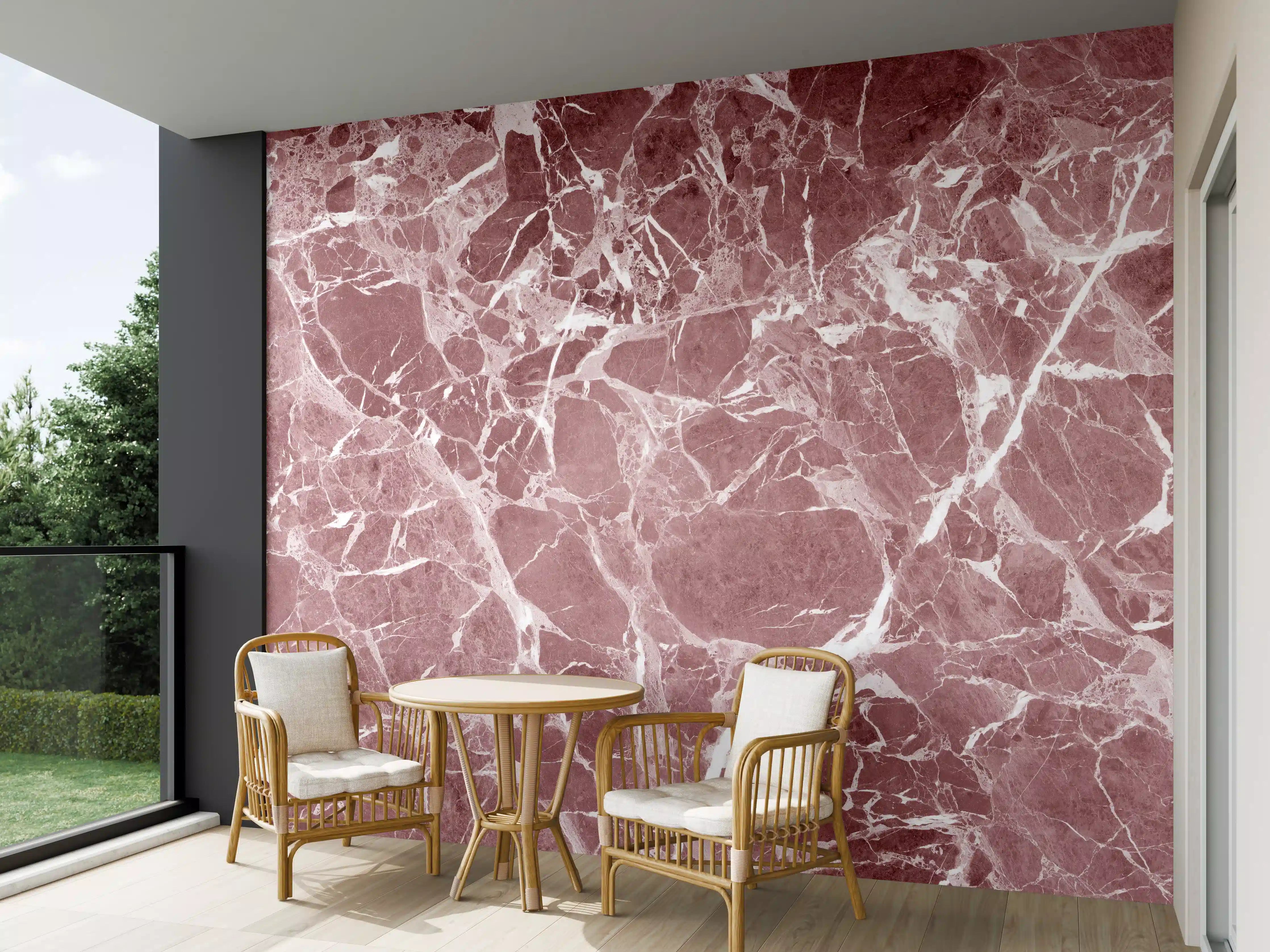 Wandverkleidung außen - Luxuriöse rote Marmor-Textur mit weißen Adern