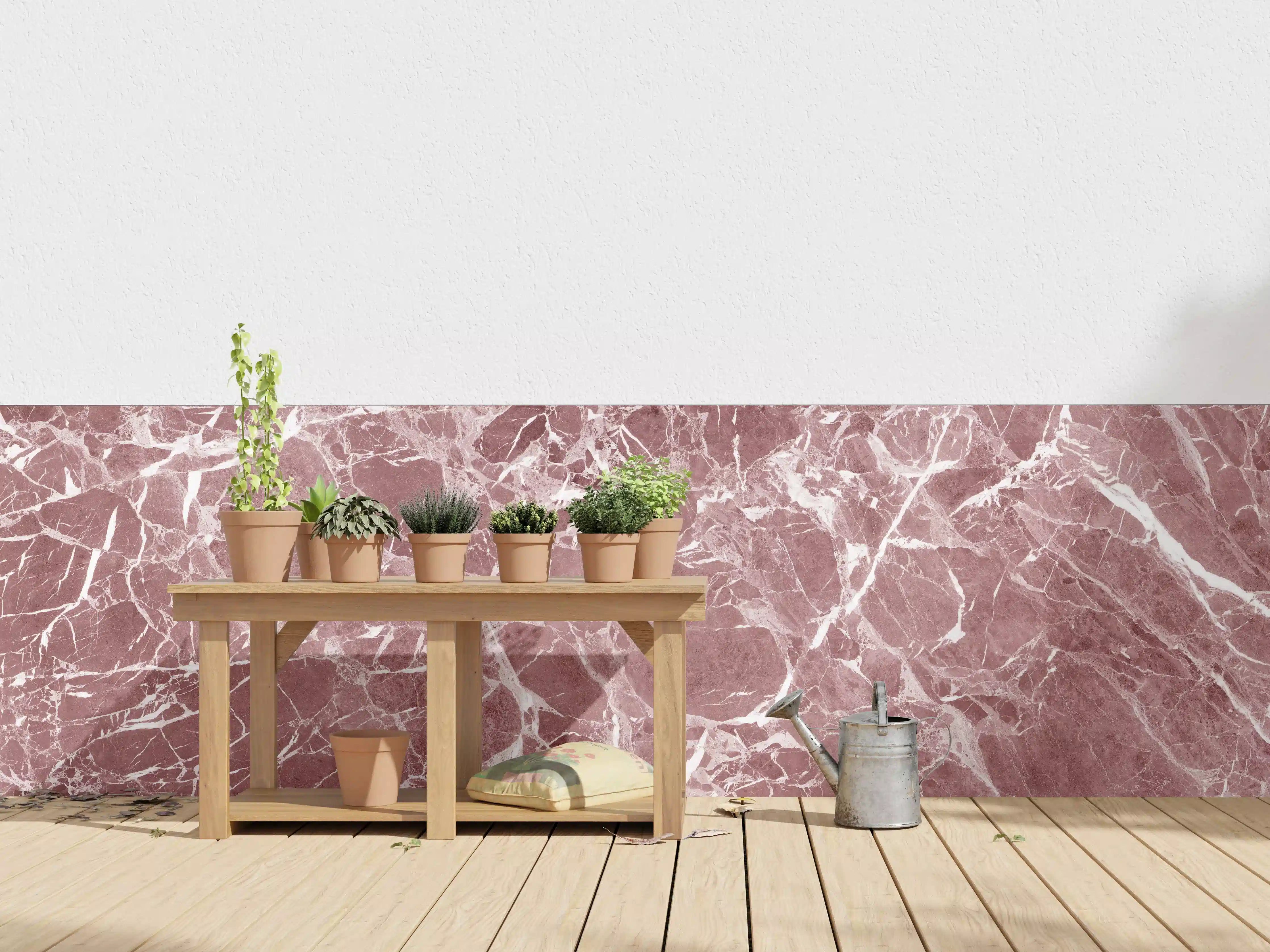 Wandverkleidung außen - Luxuriöse rote Marmor-Textur mit weißen Adern