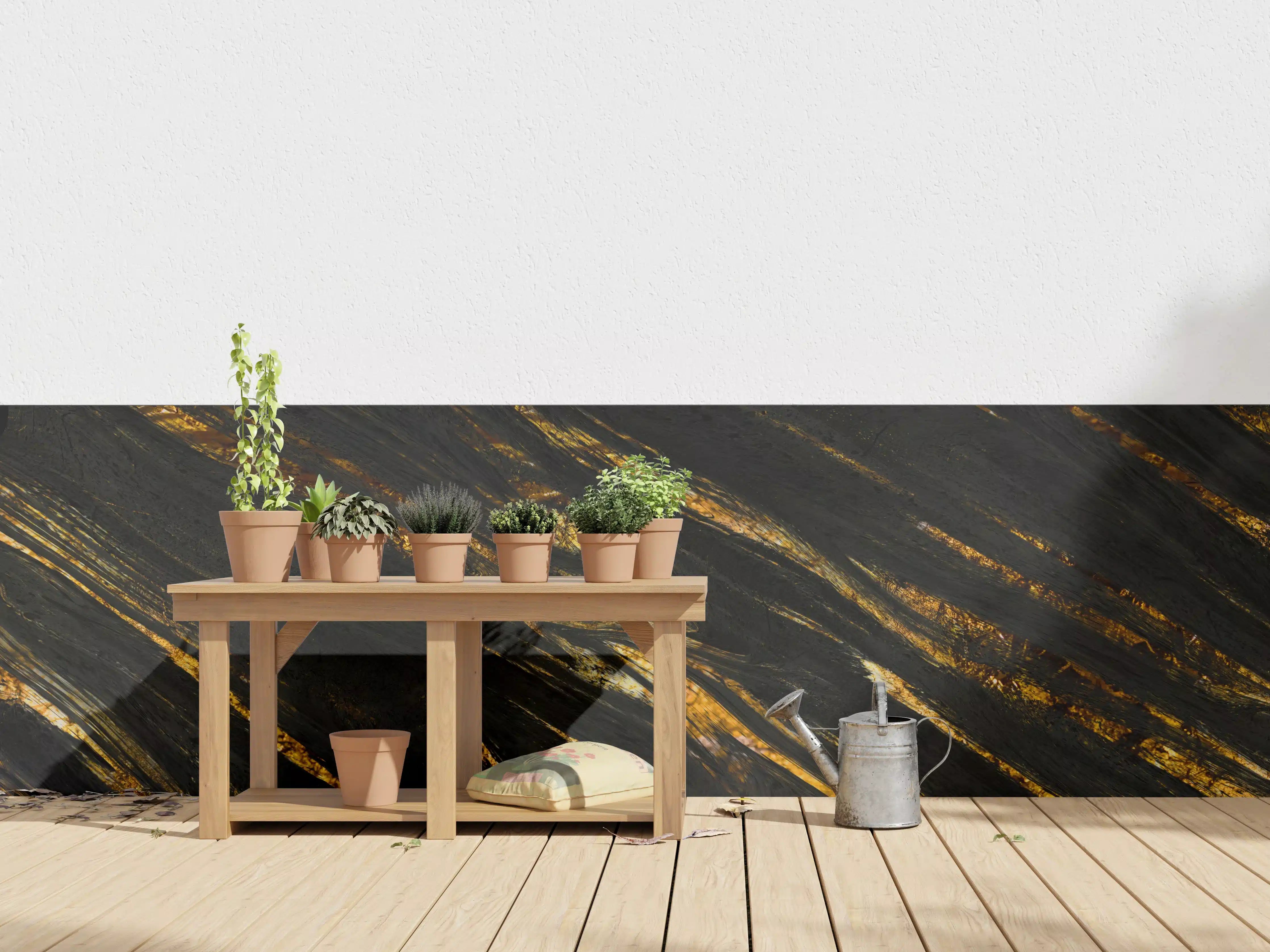 Wandverkleidung außen - Luxus Gold Marmor-Holz Textur