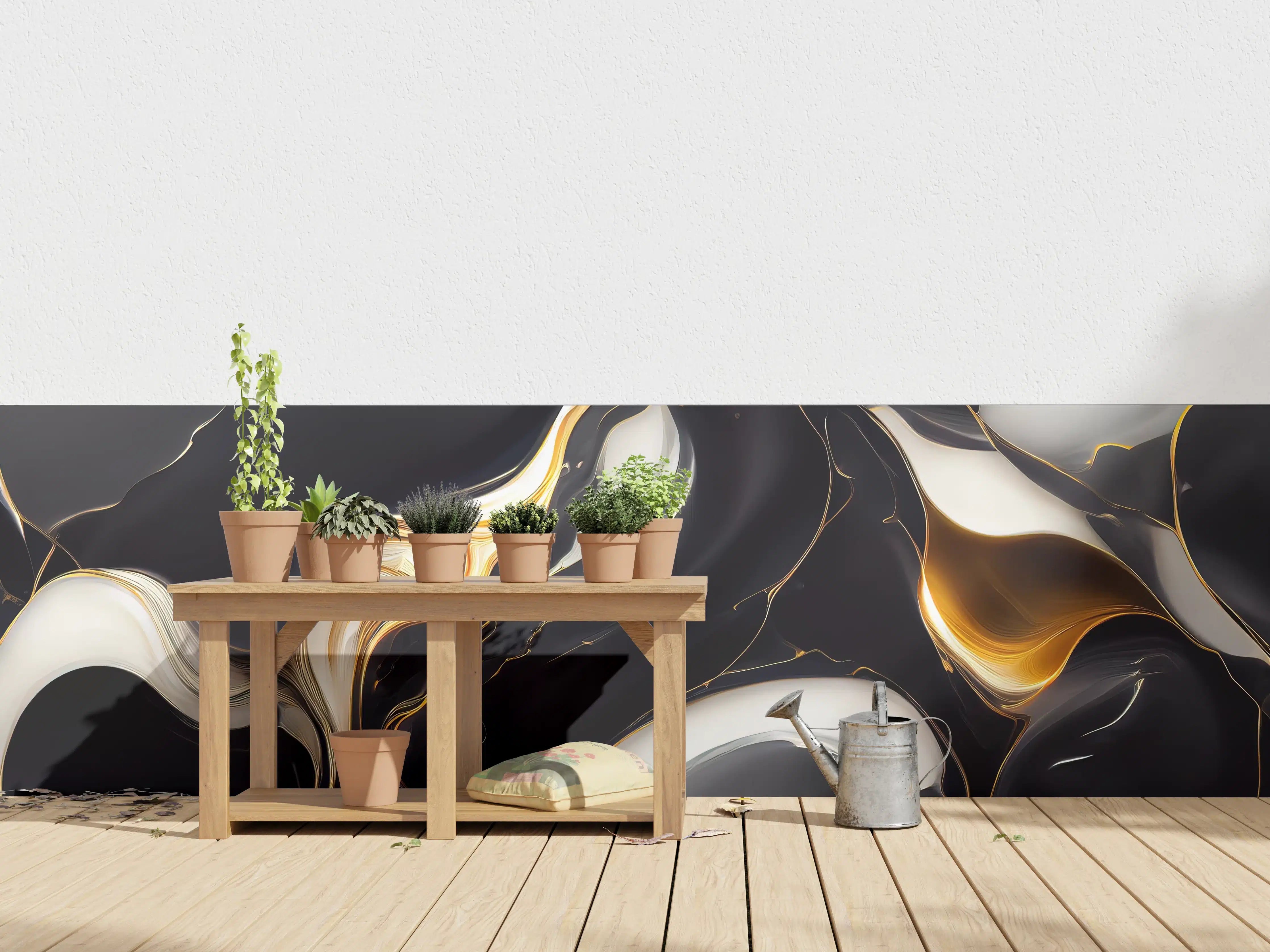 Wandverkleidung außen - Luxus-Weiße und Schwarze Marmor-Textur mit Goldakzenten