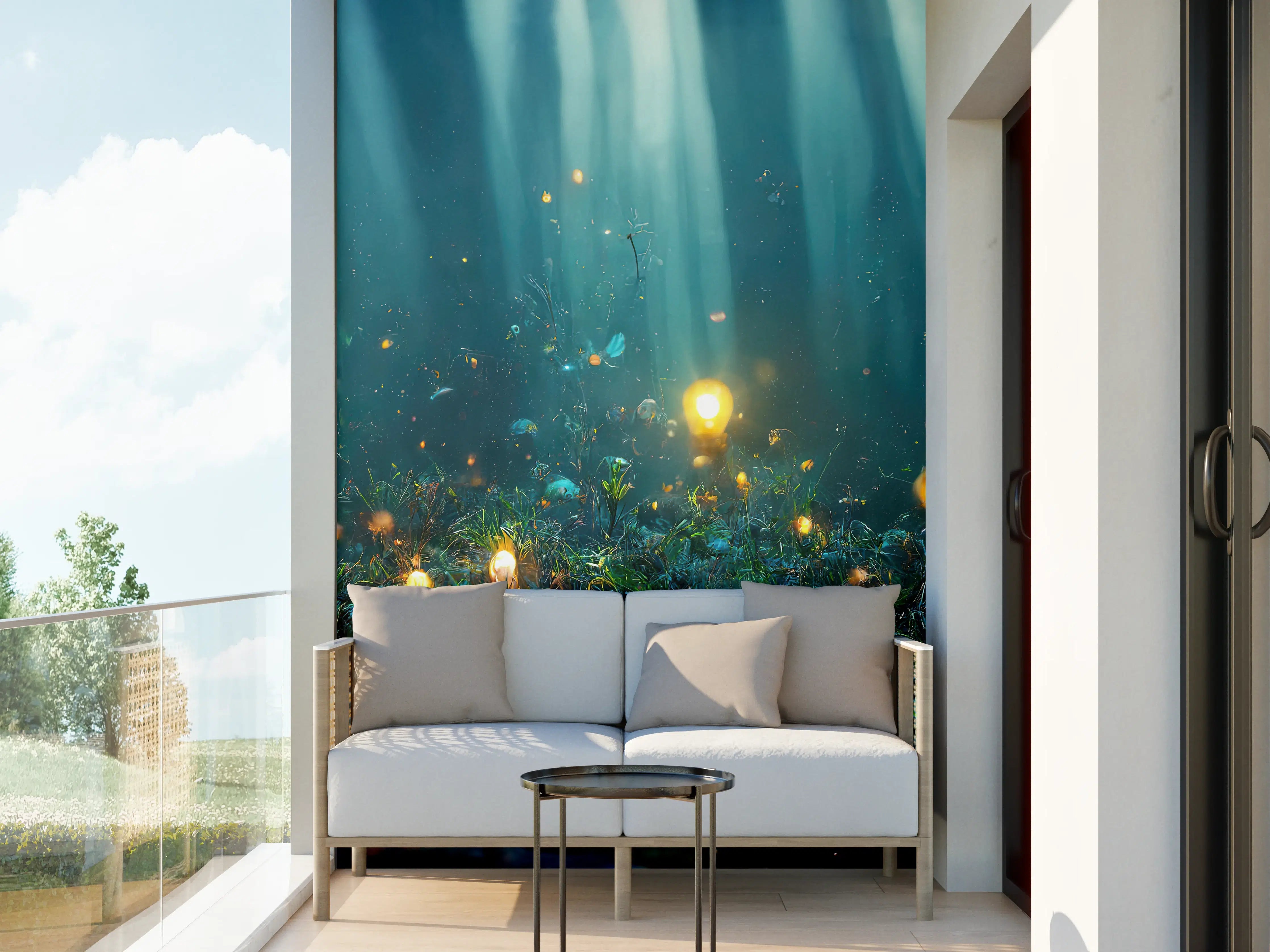 Wandverkleidung außen - Magisches Unterwasser-Lichtermeer