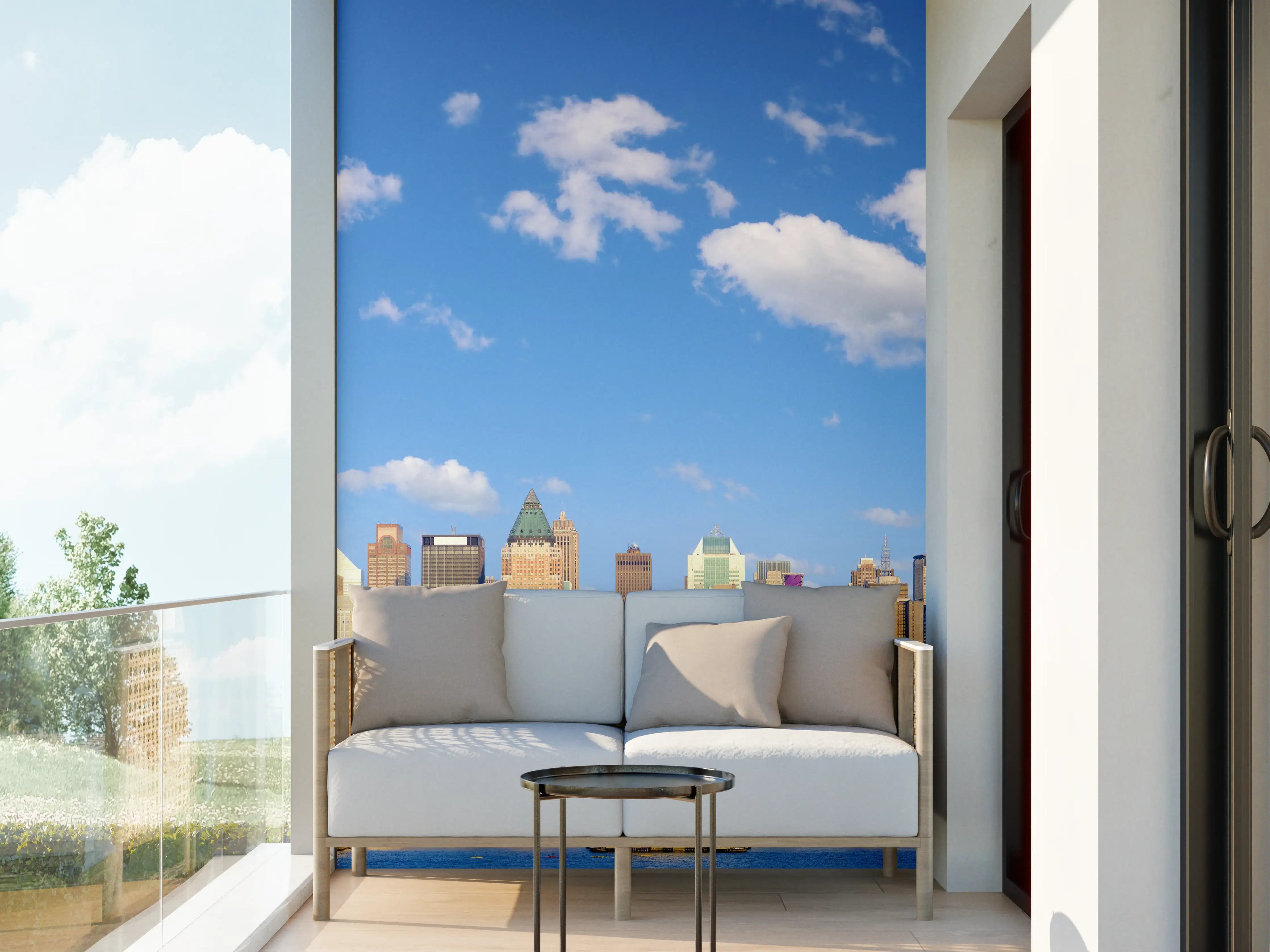 Wandverkleidung außen - Manhattan Skyline Blau-Beige