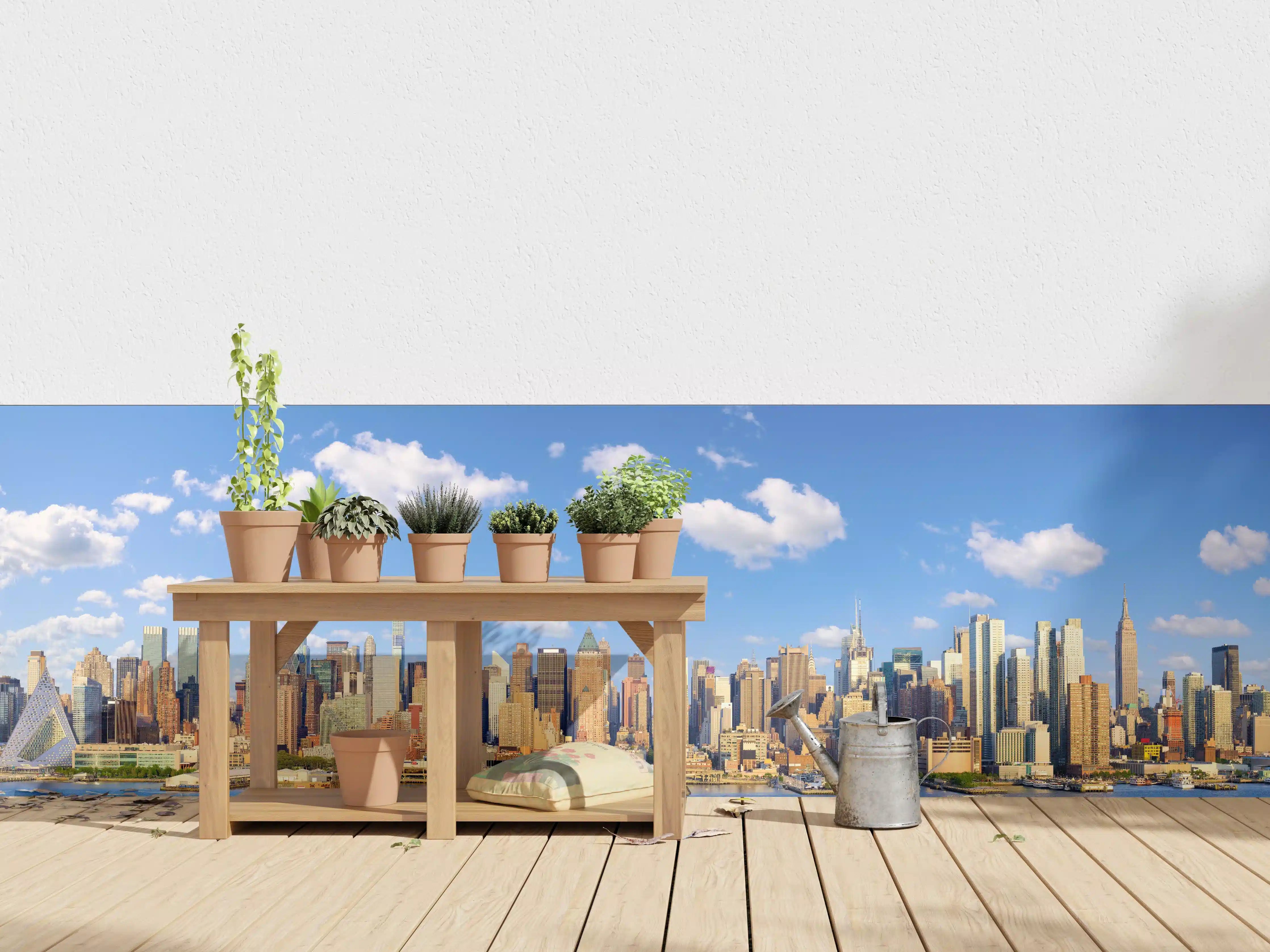 Wandverkleidung außen - Manhattan Skyline Blau-Beige