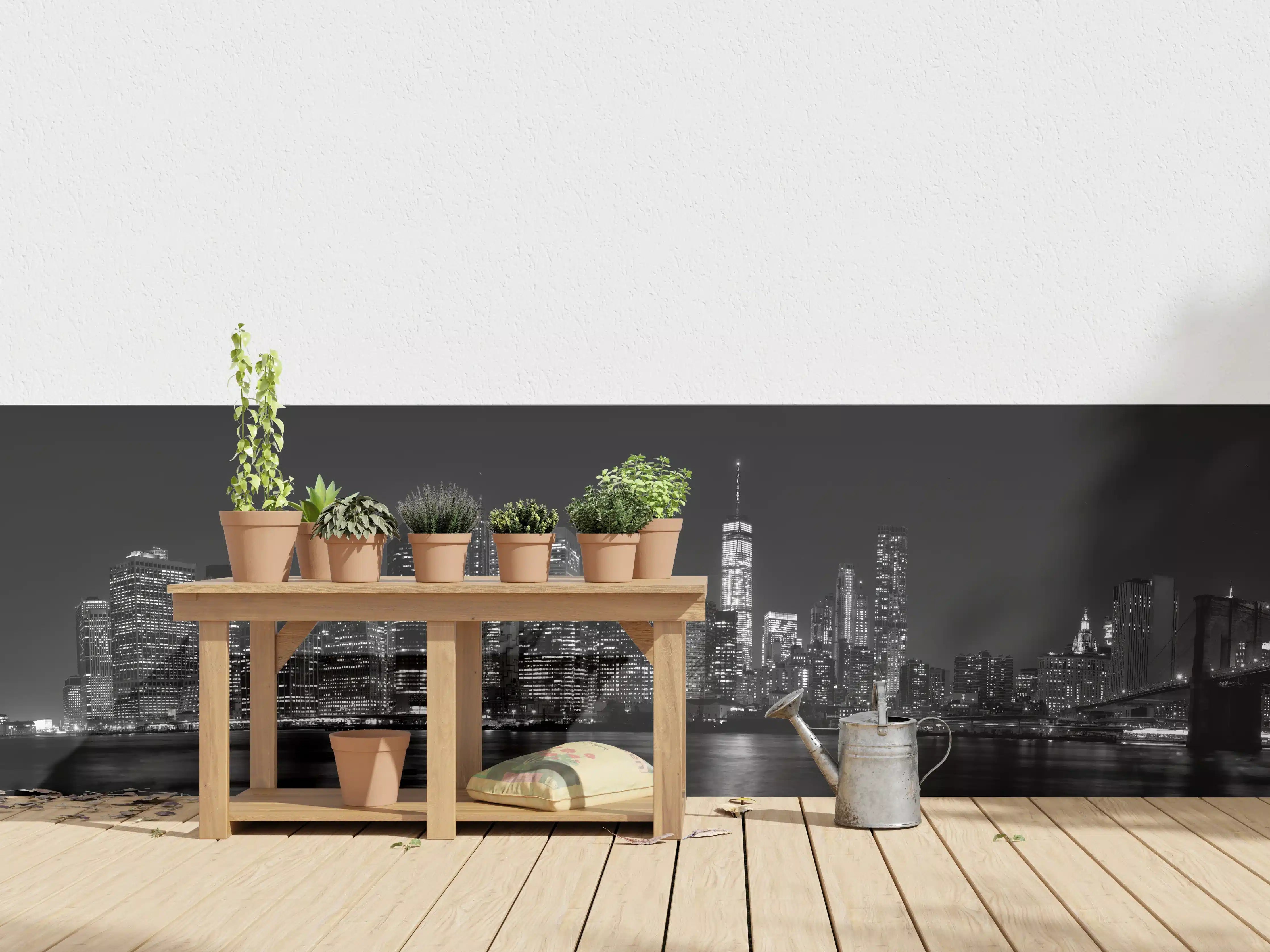 Wandverkleidung außen - Manhattan Skyline Schwarz-Weiß
