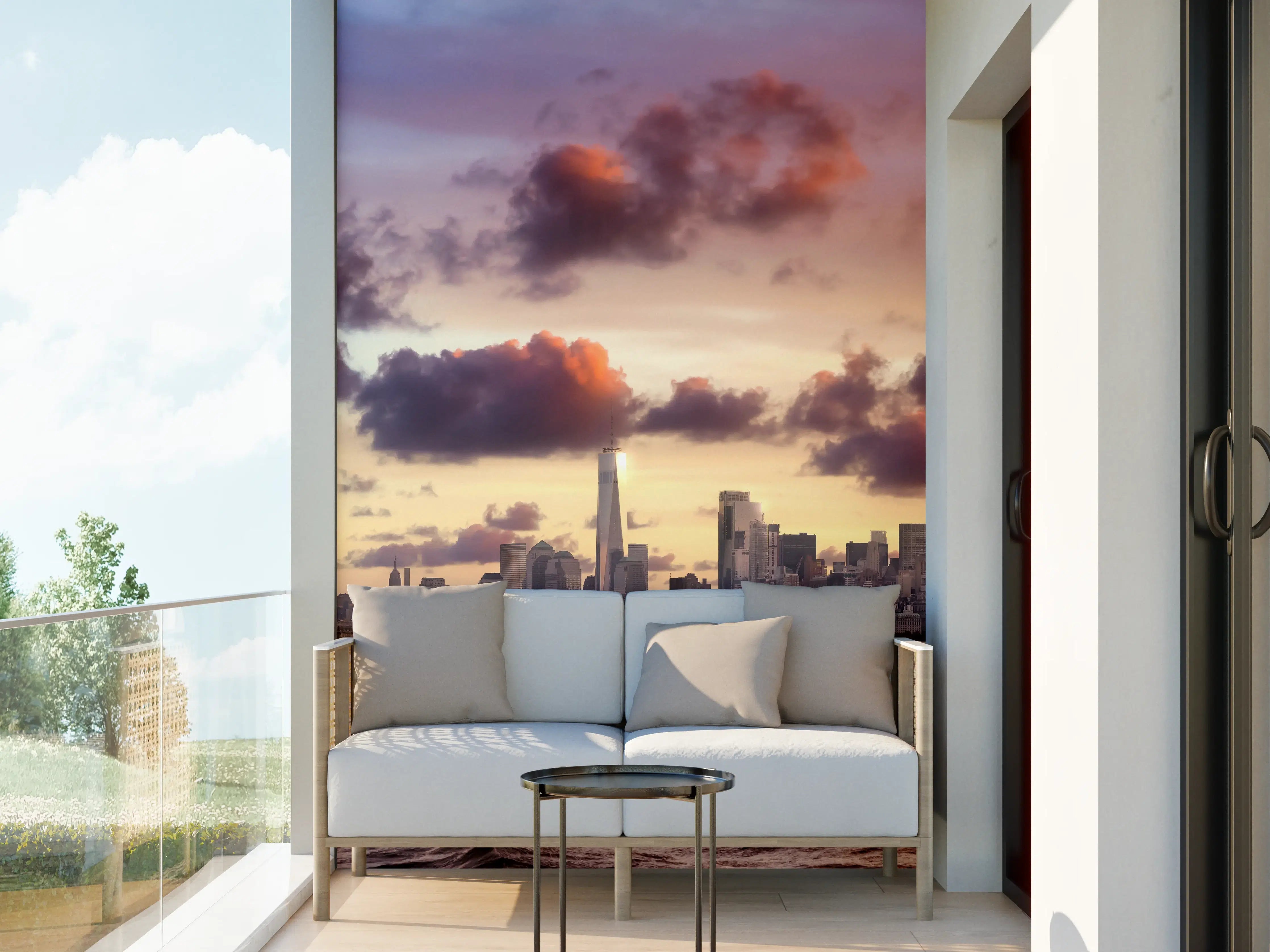 Wandverkleidung außen - Manhattan Skyline Sonnenuntergang