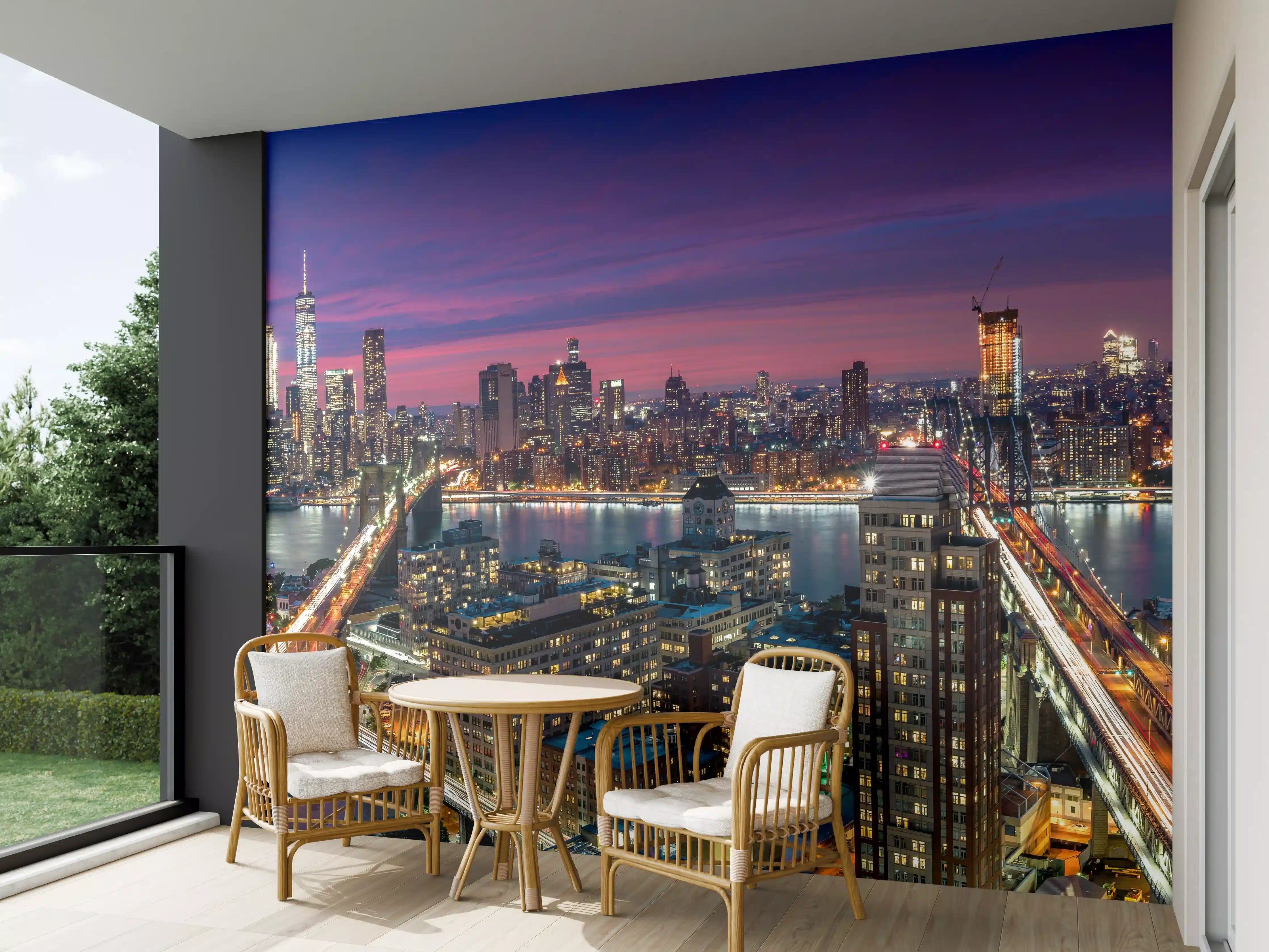Wandverkleidung außen - Manhattan Skyline bei Dämmerung