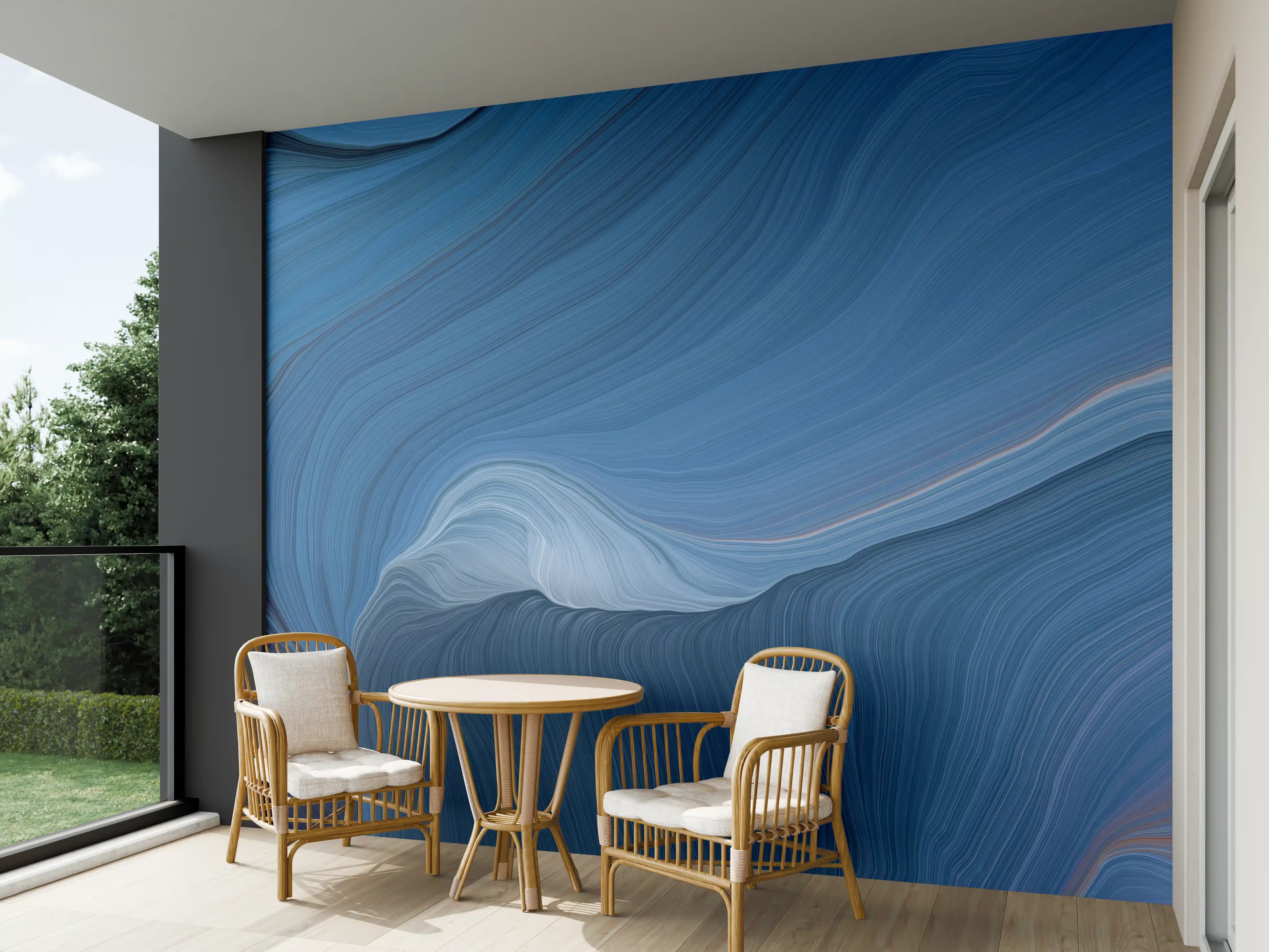 Wandverkleidung außen - Maritime Blautöne mit sanften Wasserbewegungen