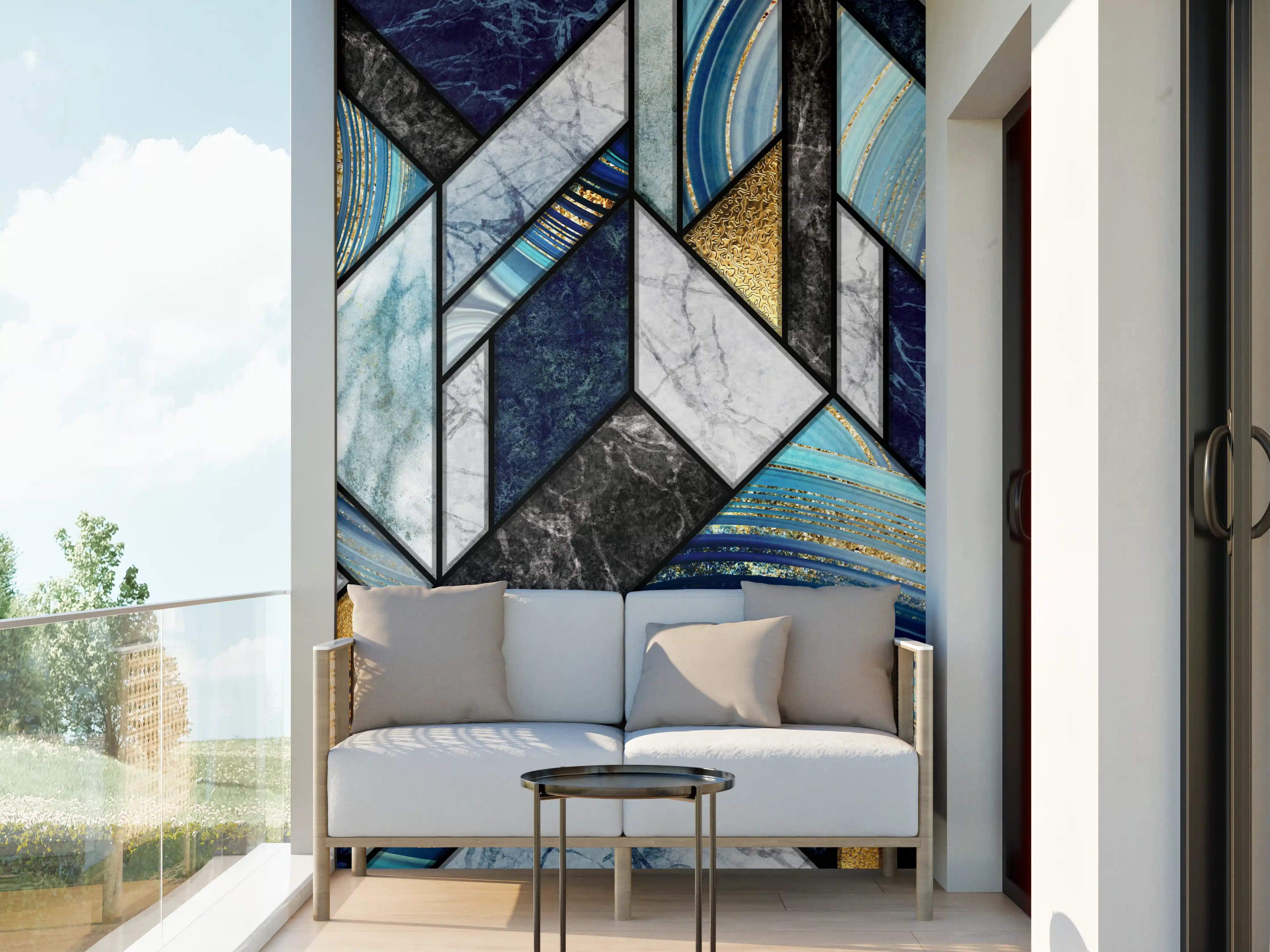 Wandverkleidung außen - Marmor Granit Gold Inlay