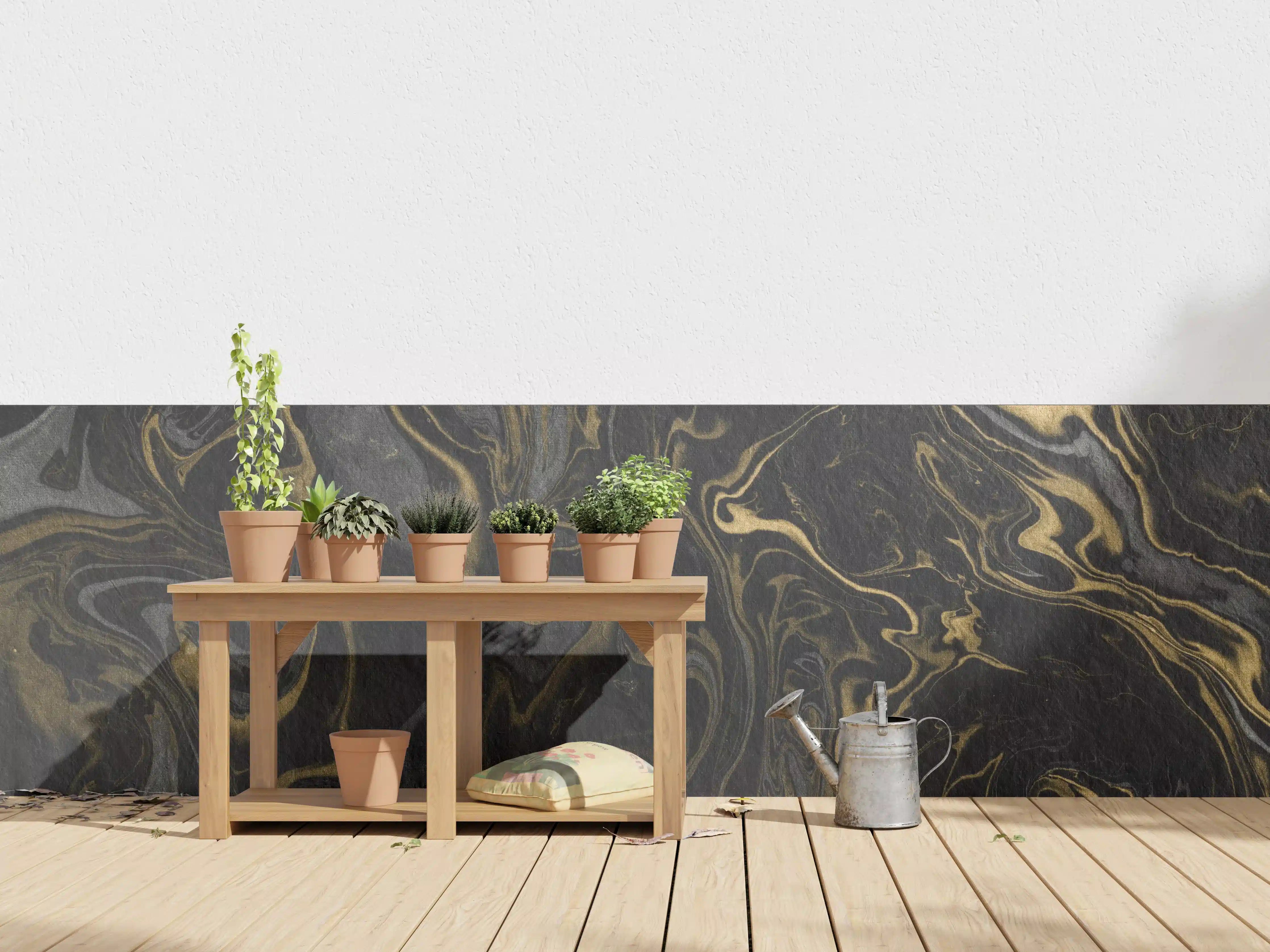 Wandverkleidung außen - Marmor mit antikem goldenen und weißen Muster