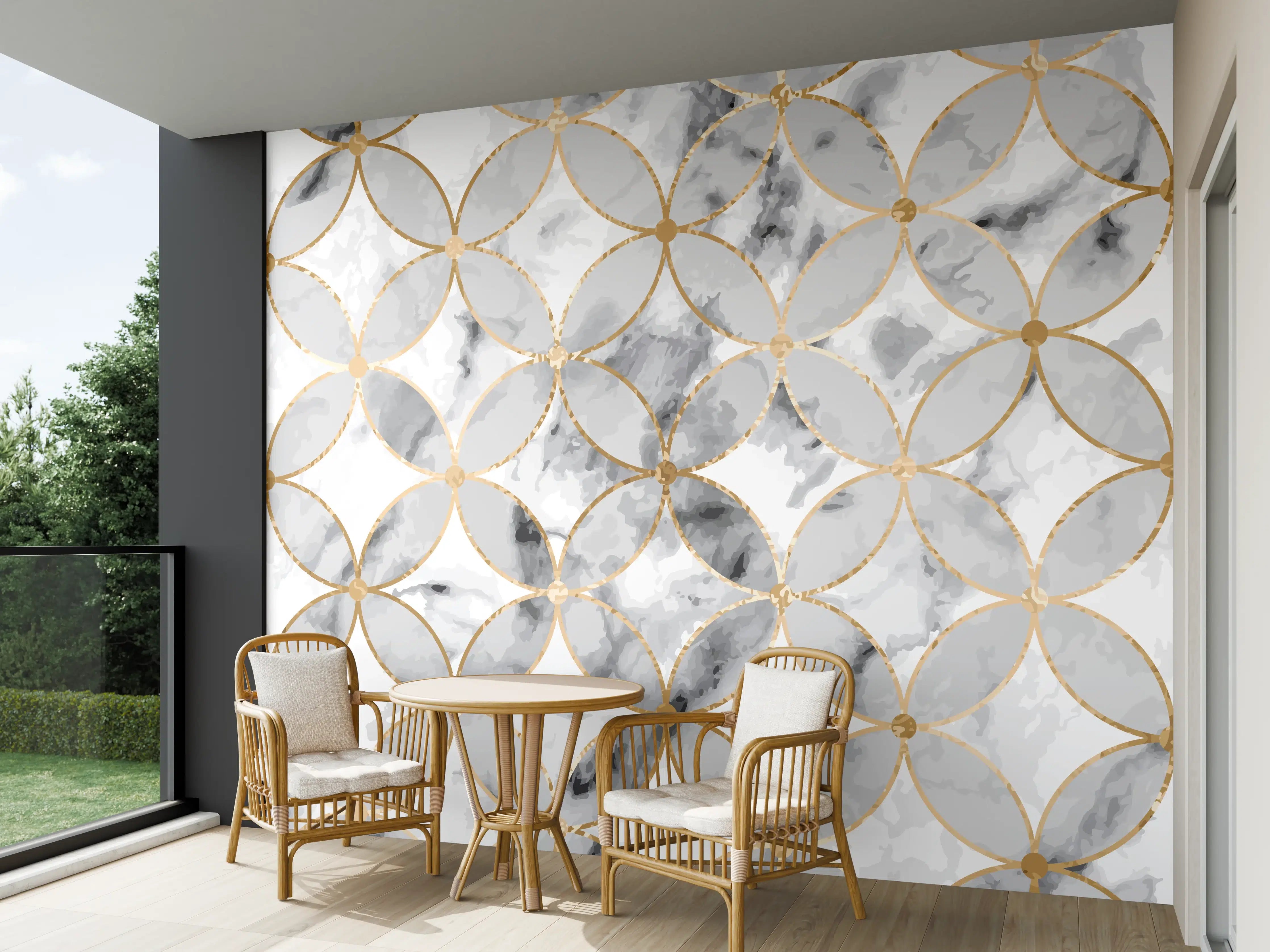 Wandverkleidung außen - Marmoroptik Gold Grau Weiß