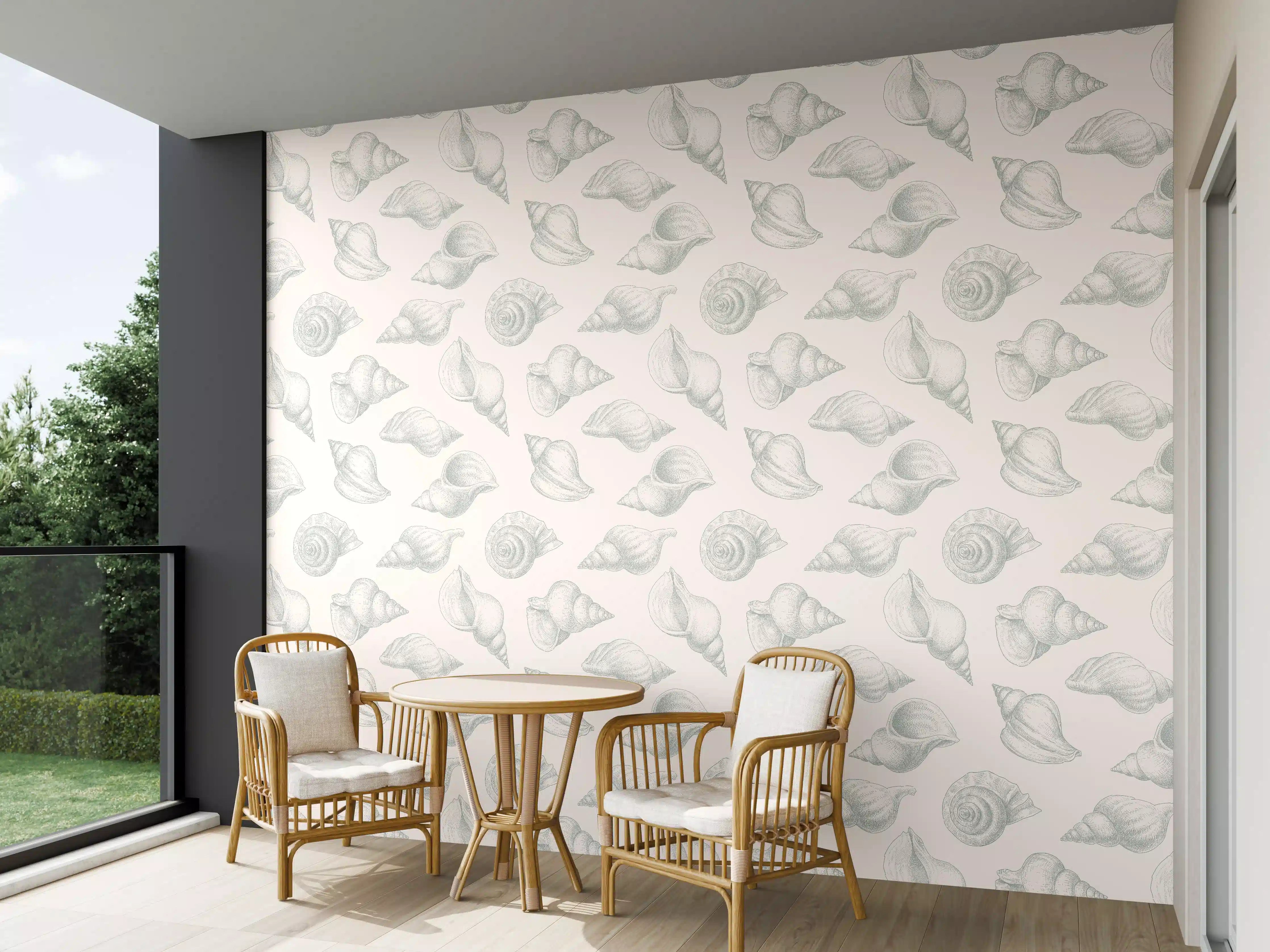 Wandverkleidung außen - Minimal Muschelmuster Beige-Grau