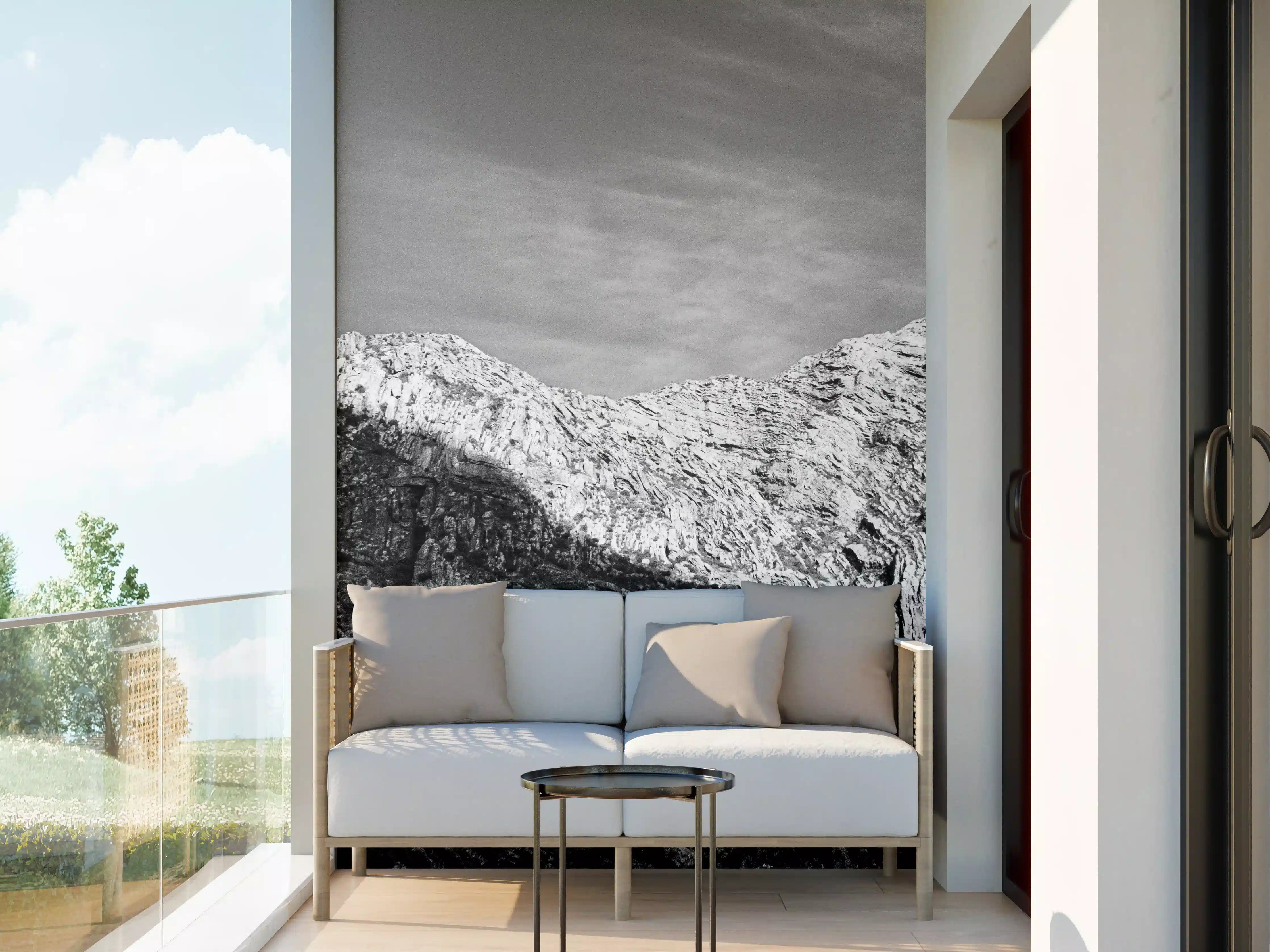 Wandverkleidung außen - Minimal Schwarz-Weiß Gebirge