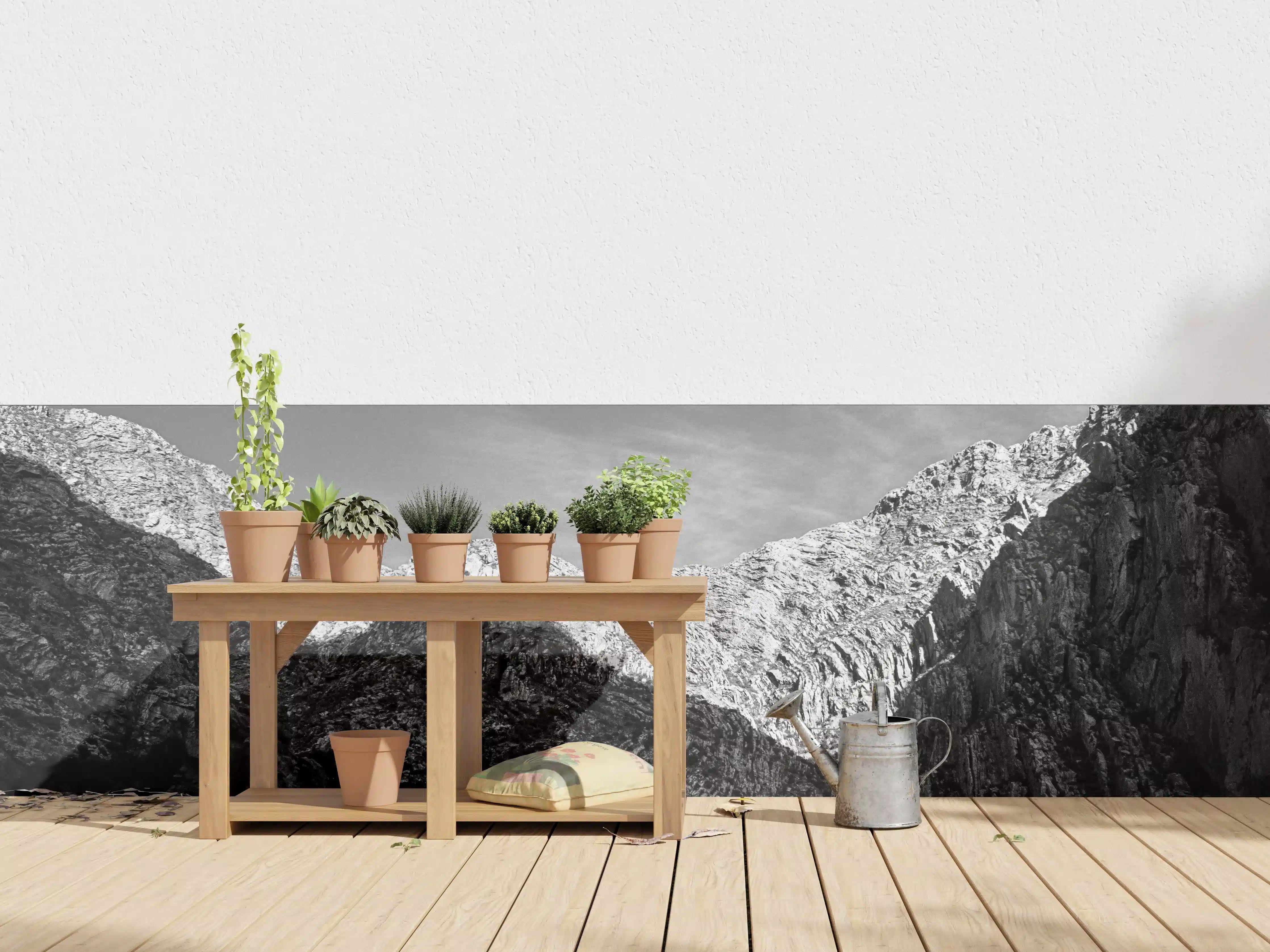 Wandverkleidung außen - Minimal Schwarz-Weiß Gebirge