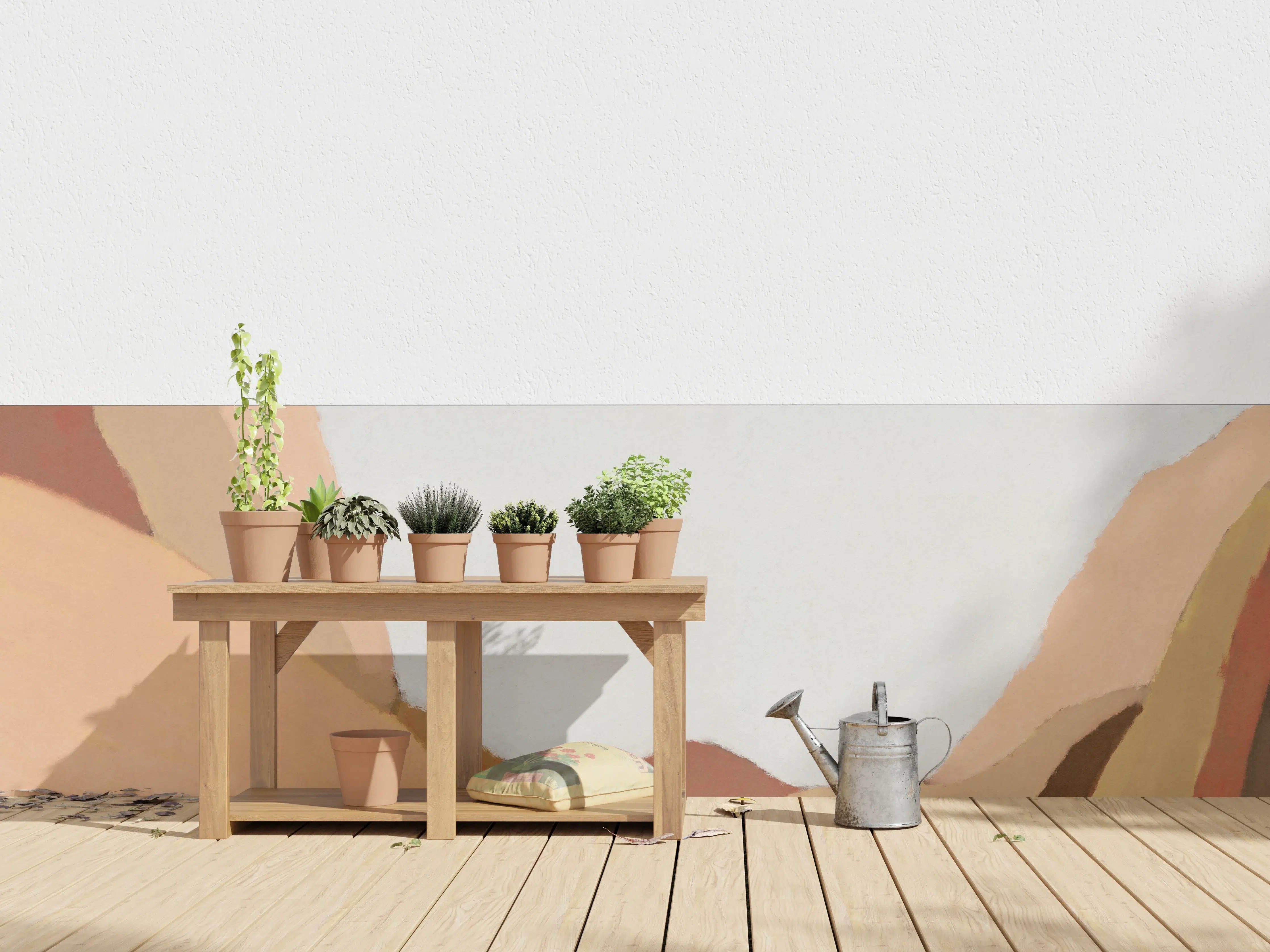 Wandverkleidung außen - Minimalistische Berge Naturillustration