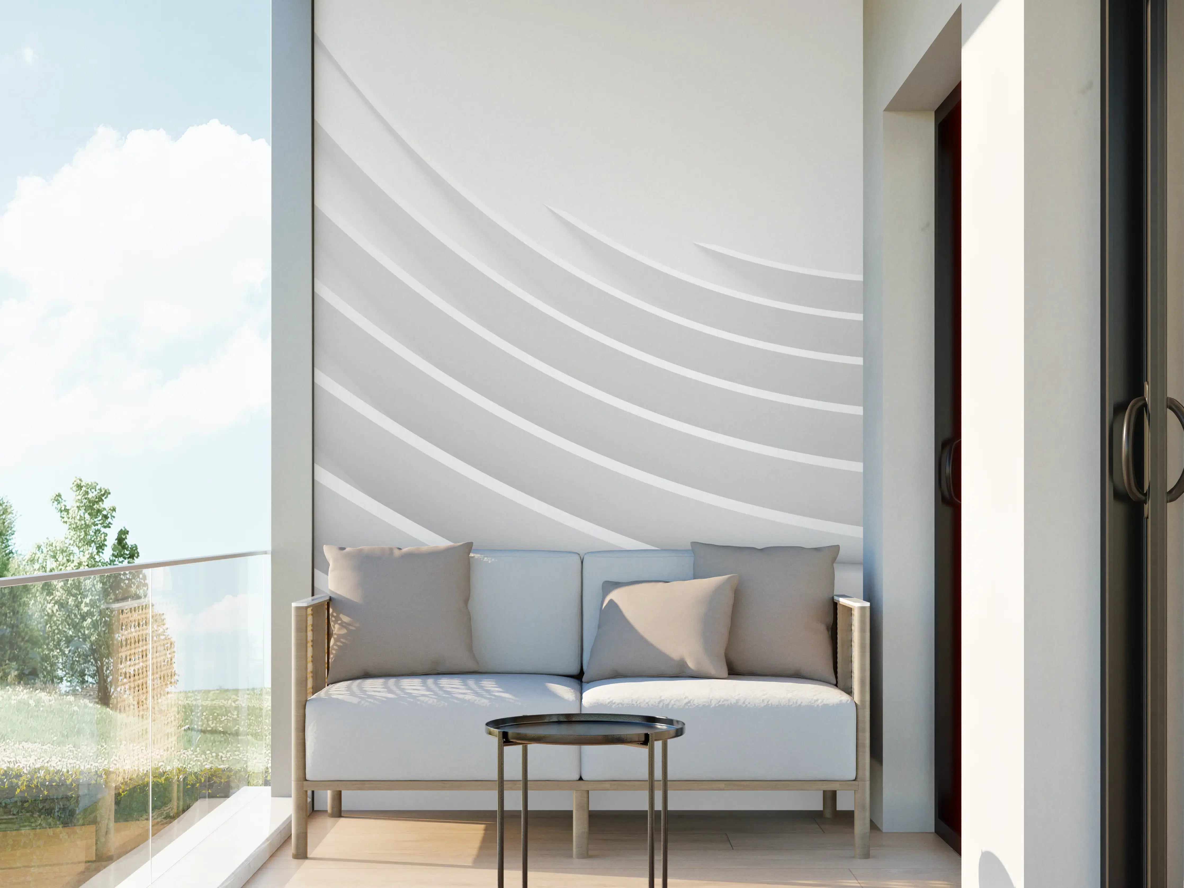 Wandverkleidung außen - Minimalistische Weiß-Grau Welle