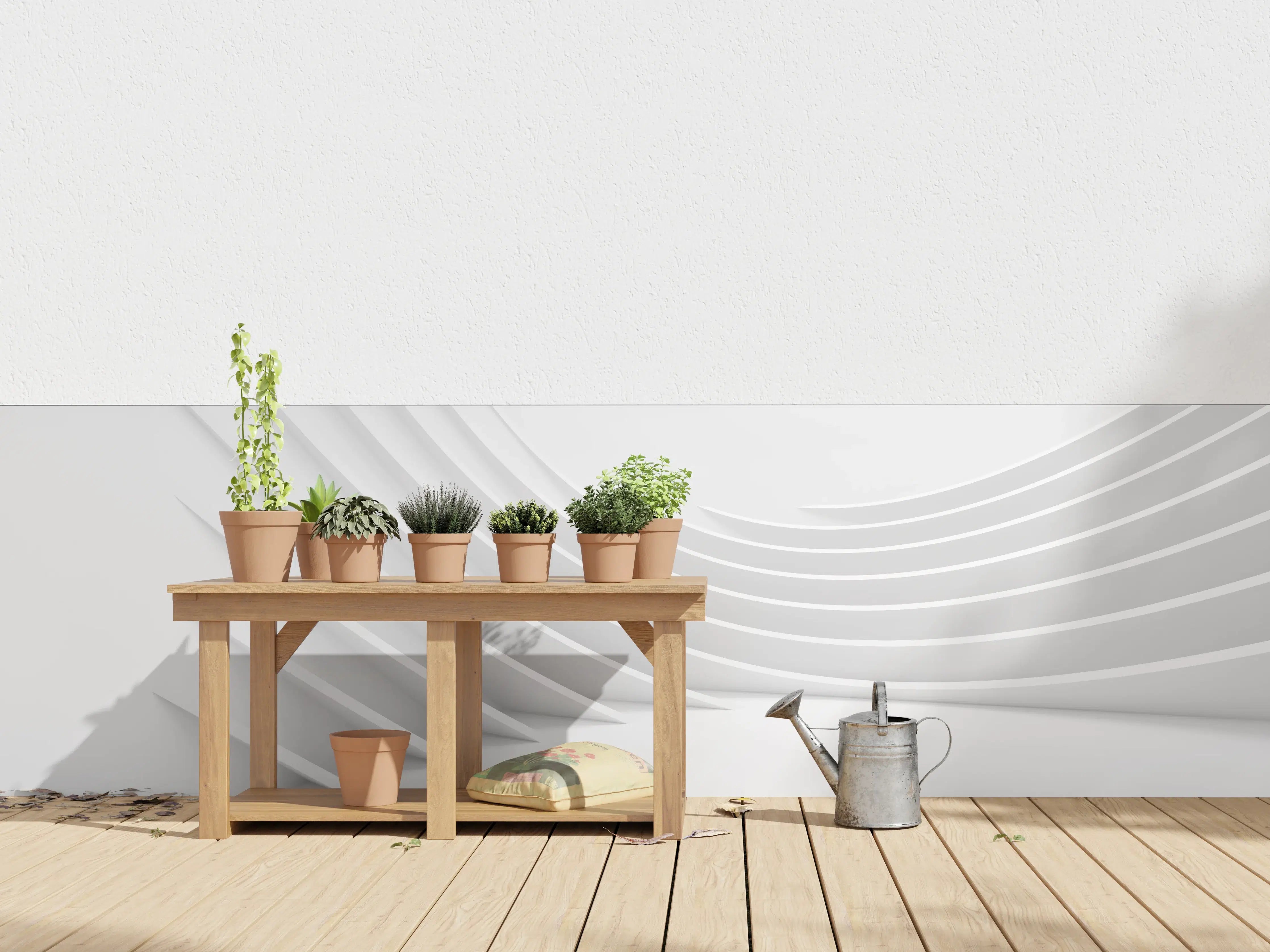 Wandverkleidung außen - Minimalistische Weiß-Grau Welle