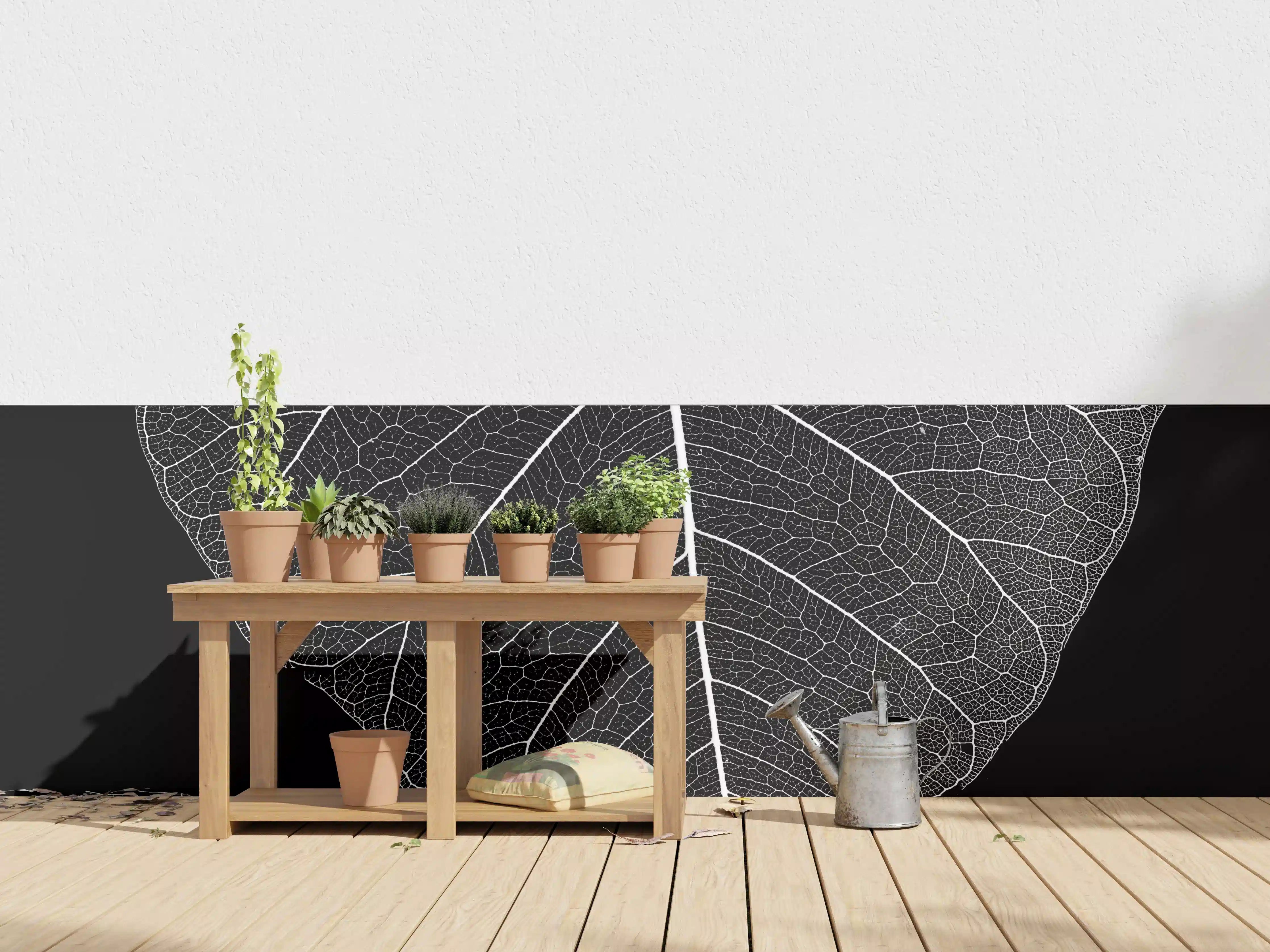 Wandverkleidung außen - Minimalistische Weiße Baumblatt-Illustration