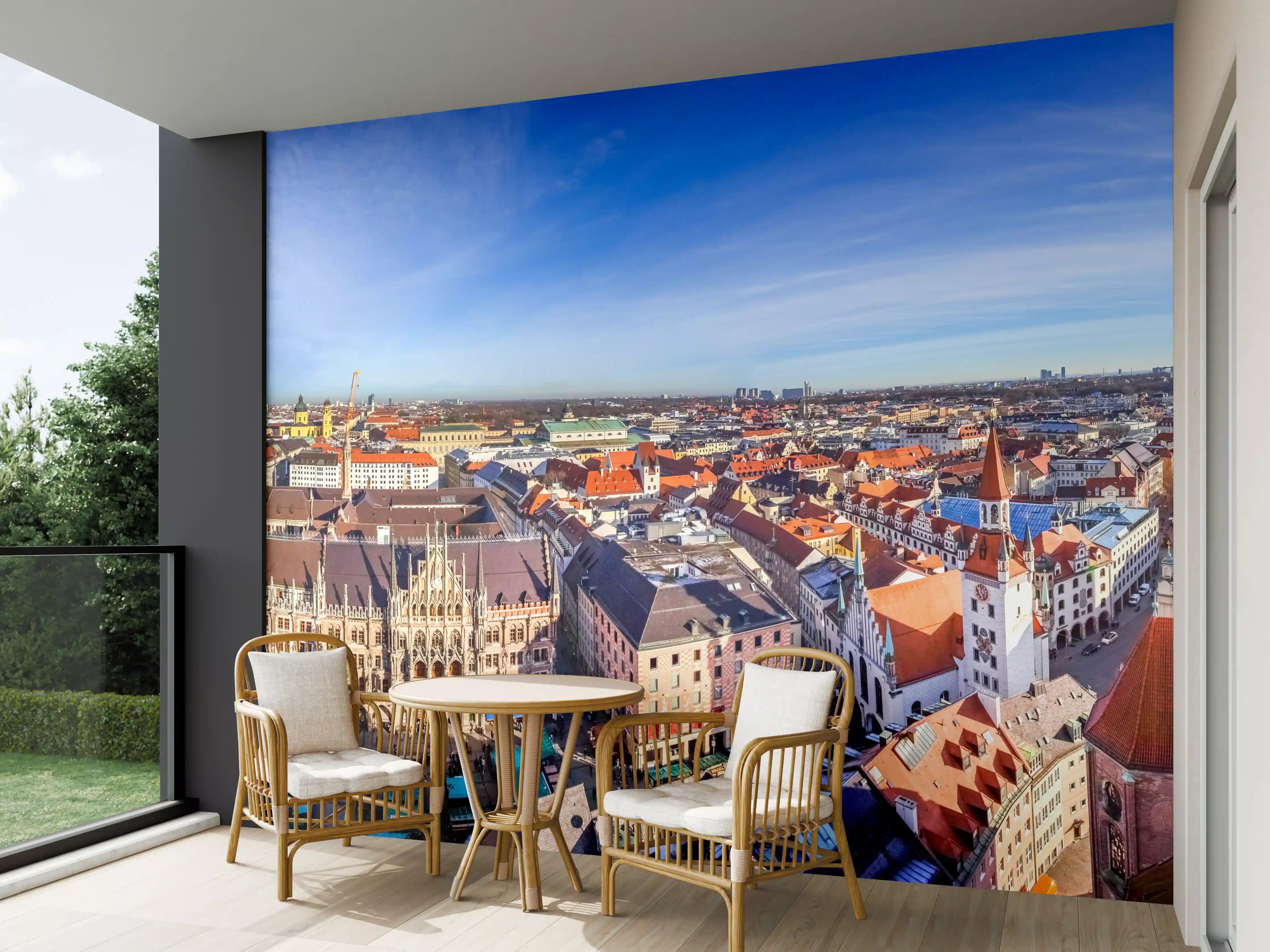 Wandverkleidung außen - Mittagsausblick über die Stadt München
