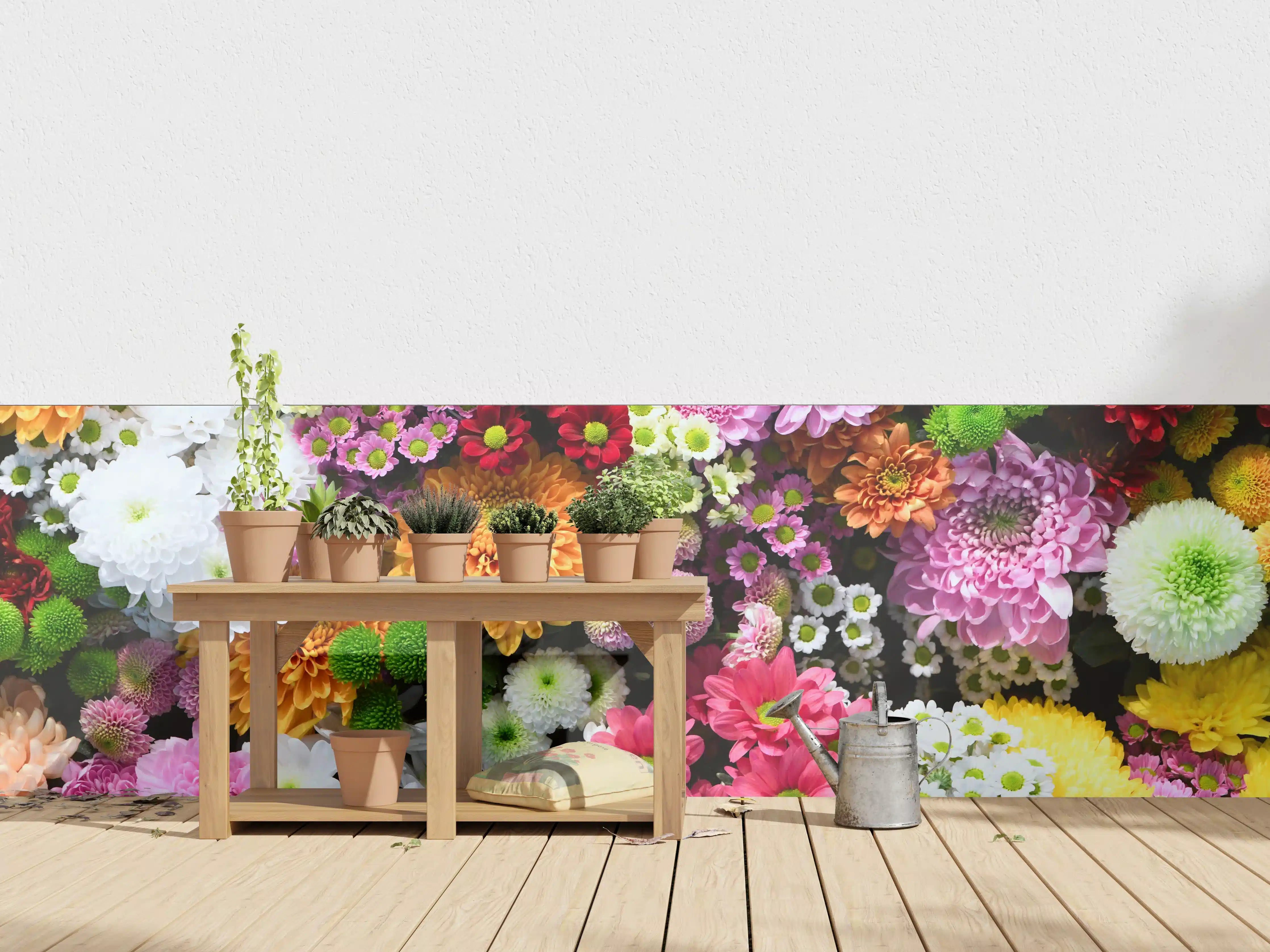 Wandverkleidung außen - Mix aus bunten Frühlingsblumen