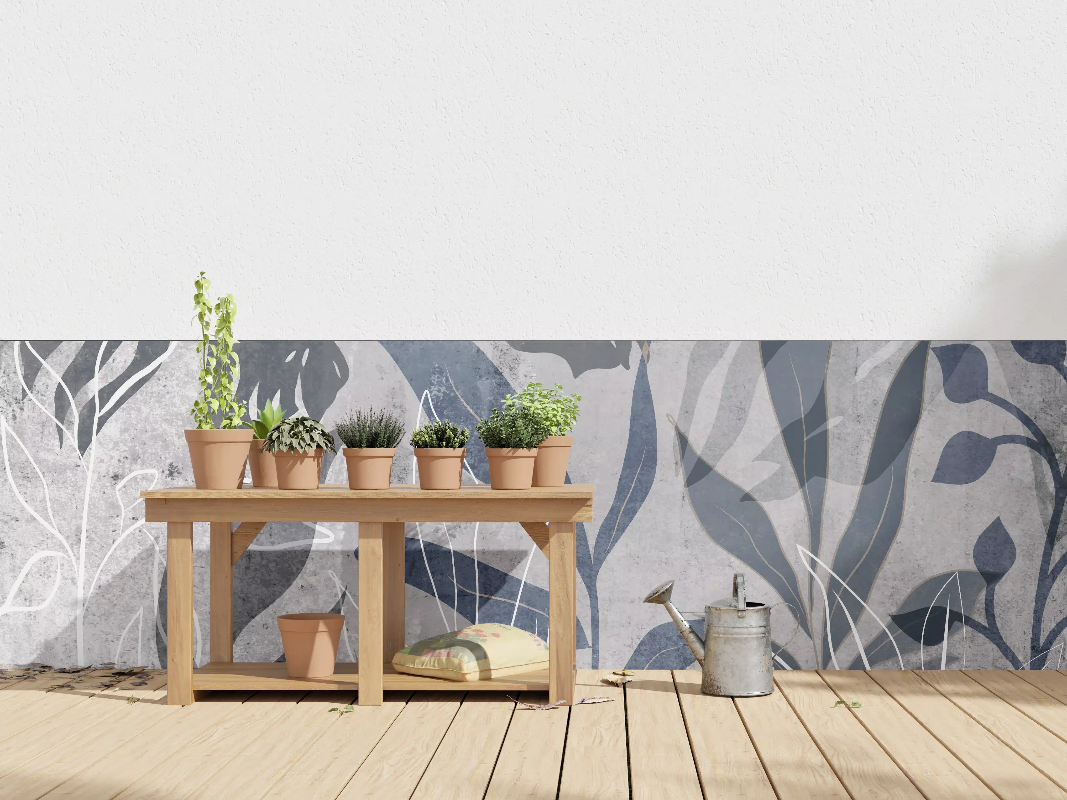 Wandverkleidung außen - Moderne Botanik Grau-Weiß