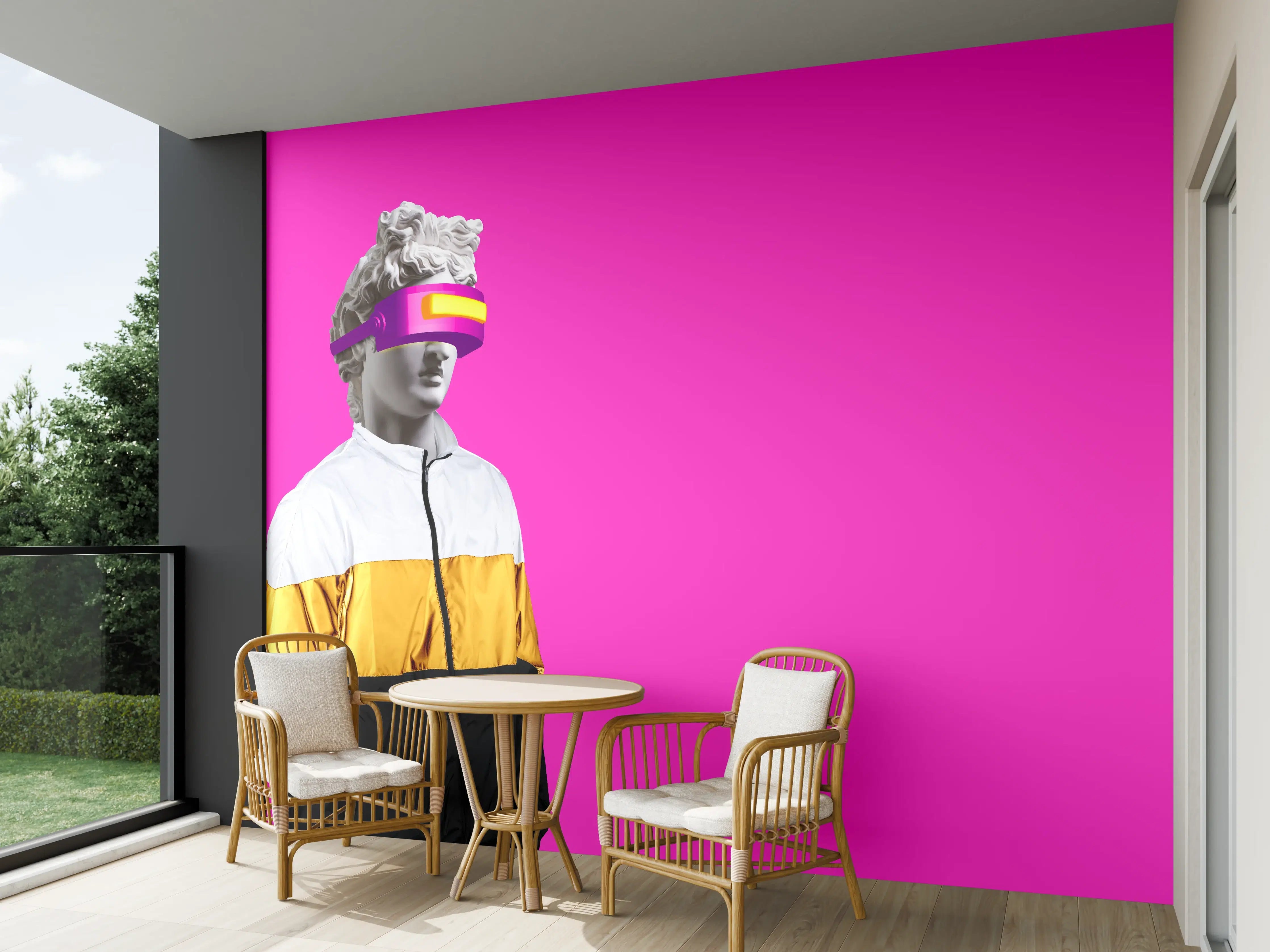 Wandverkleidung außen - Moderne Darstellung - VR Brille auf lila Hintergrund