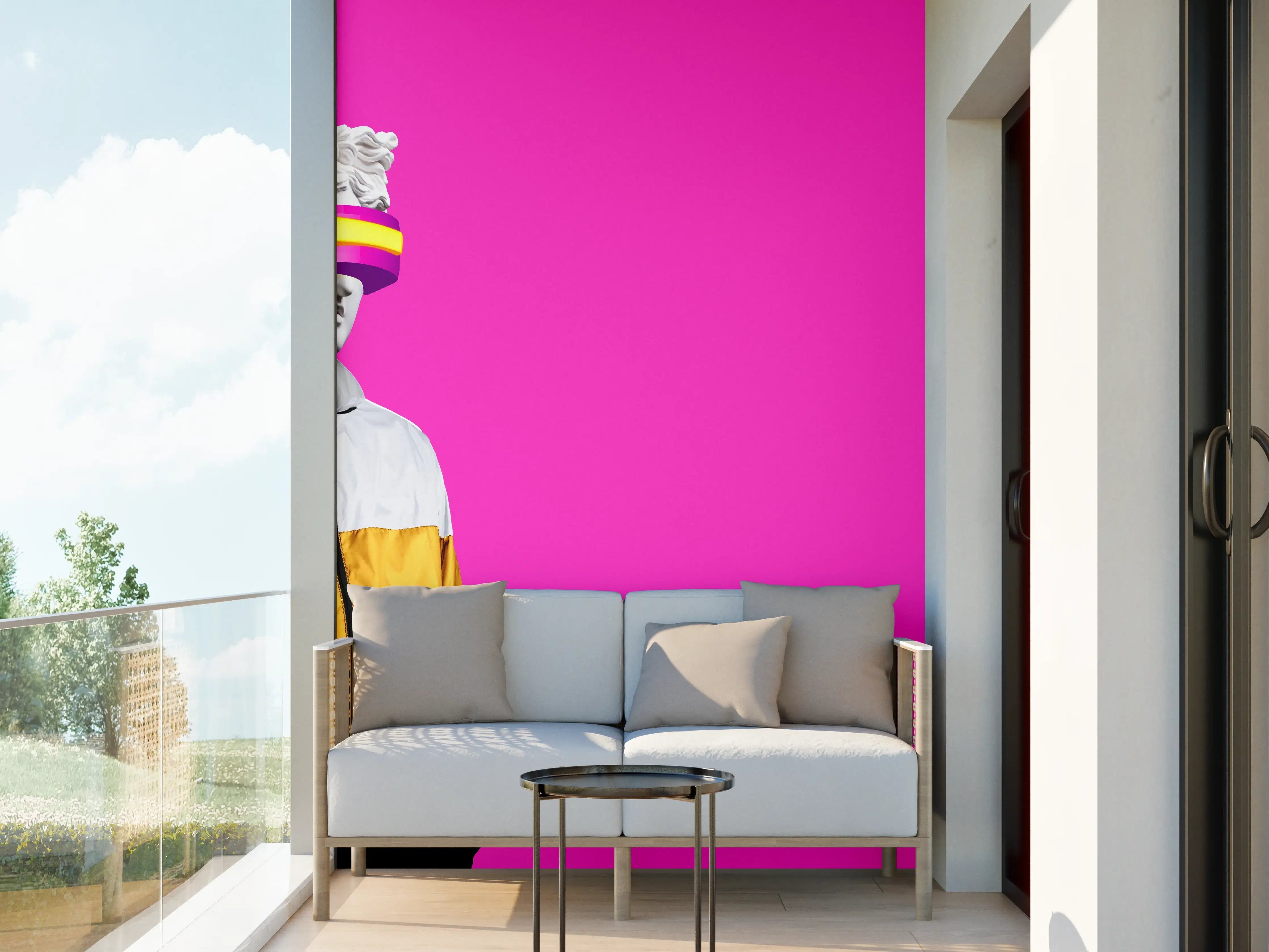 Wandverkleidung außen - Moderne Darstellung - VR Brille auf lila Hintergrund