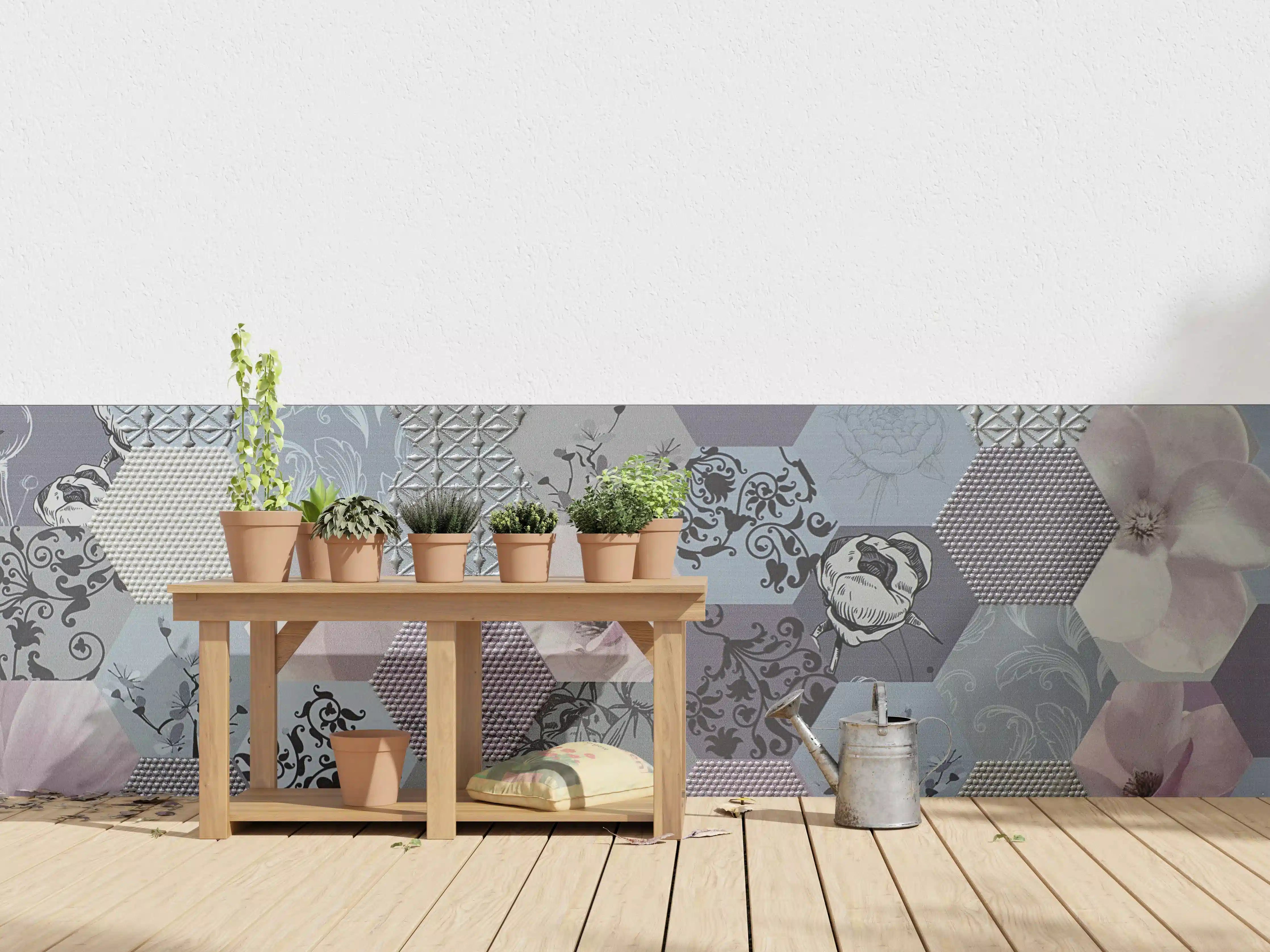 Wandverkleidung außen - Moderne Fliesendesign mit Hexagon-Muster