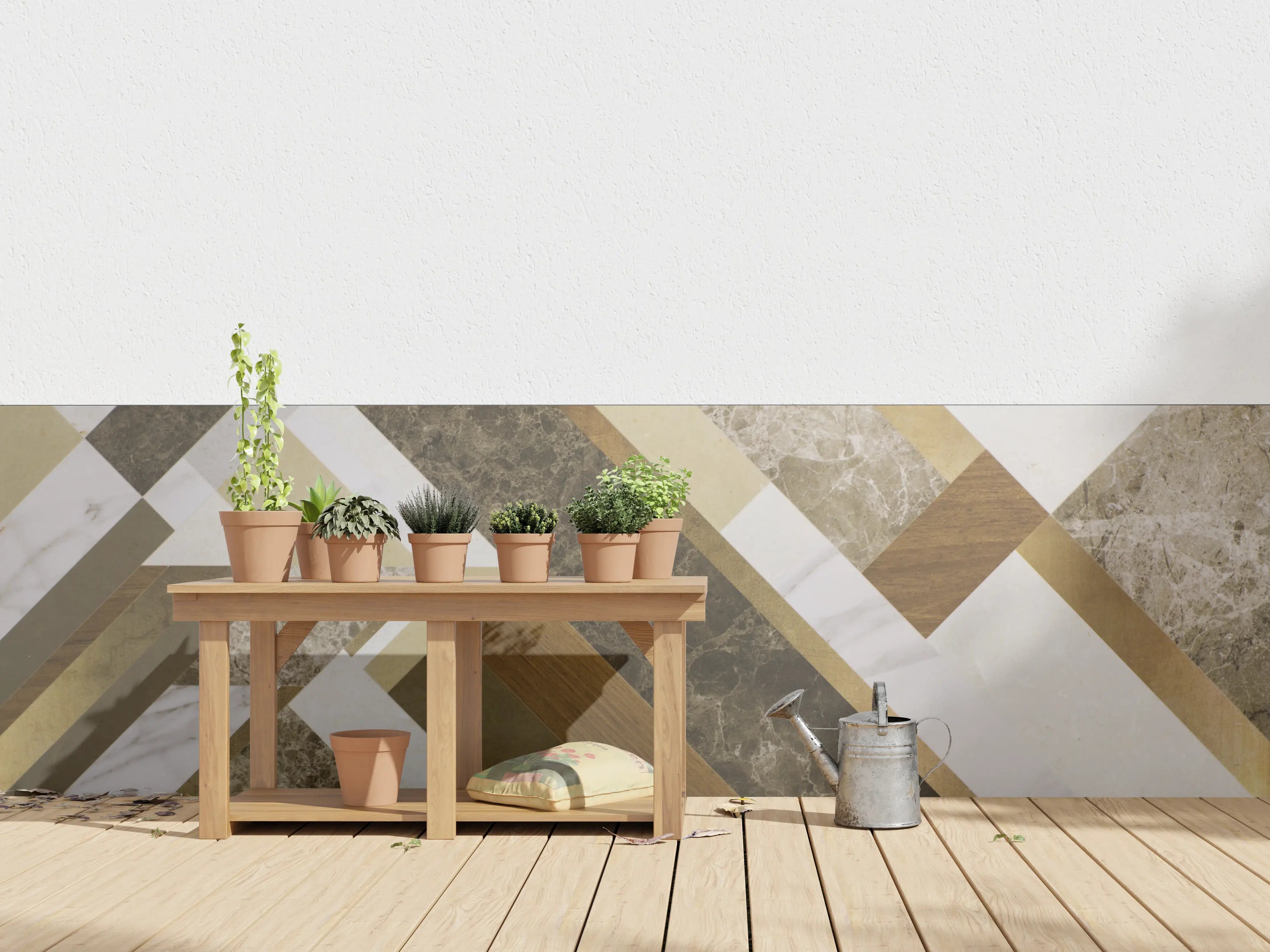 Wandverkleidung außen - Moderne Marmor-Grafik in Erdtönen