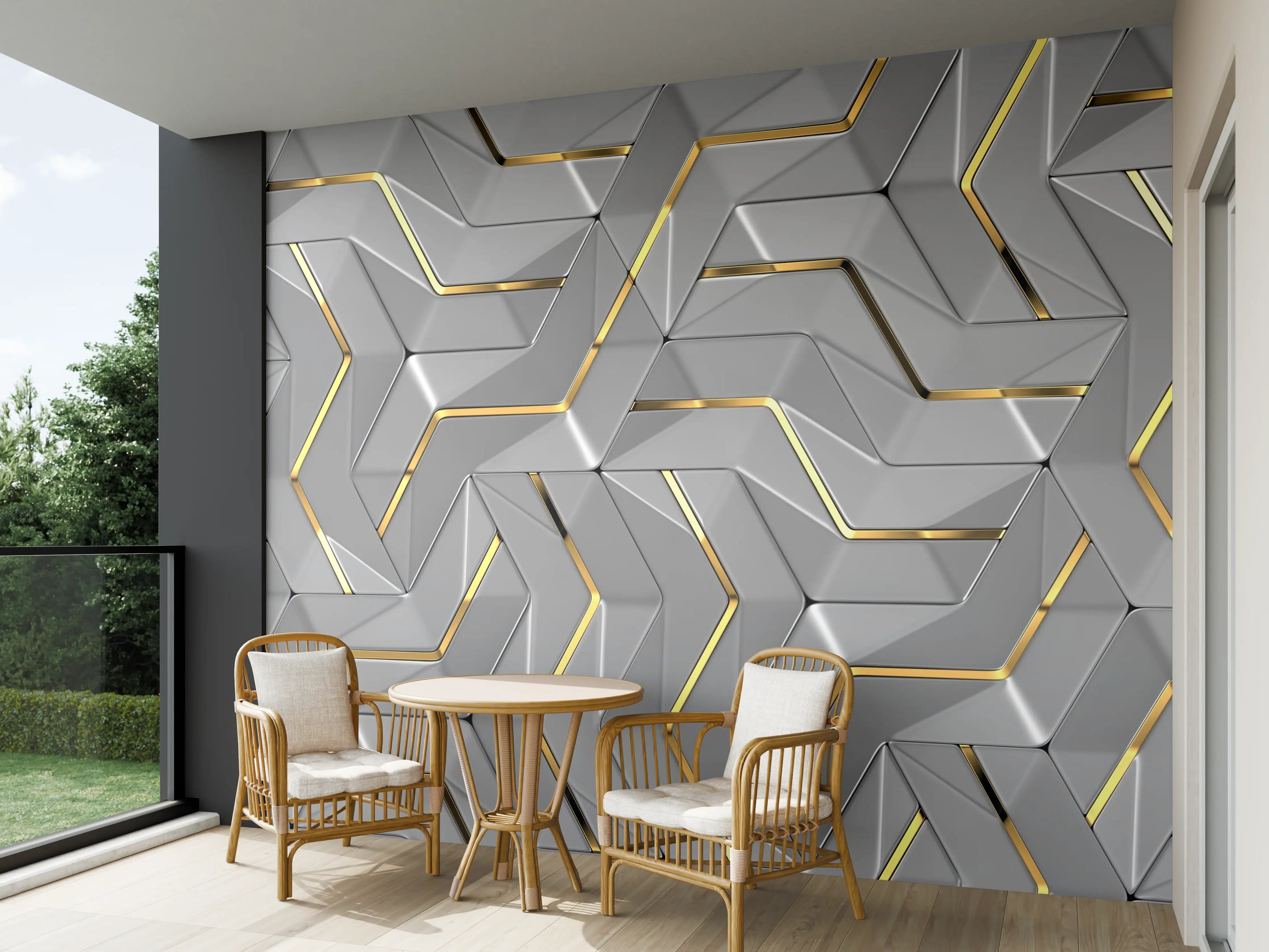 Wandverkleidung außen - Moderne Wandtextur - Gold Akzente